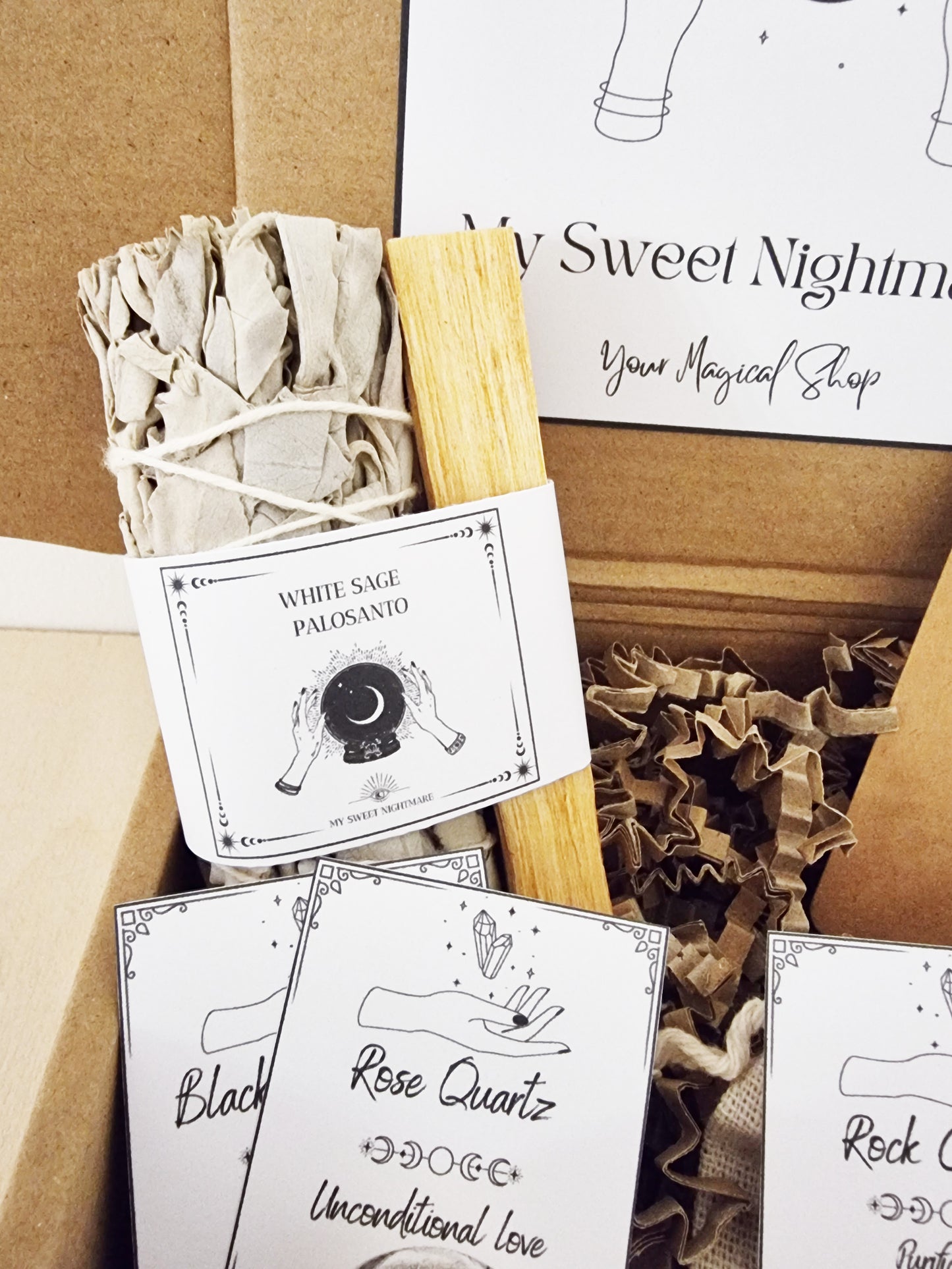 Kit Purificazione e Protezione - Salvia bianca, Palo santo, Incenso tibetano, Cristalli