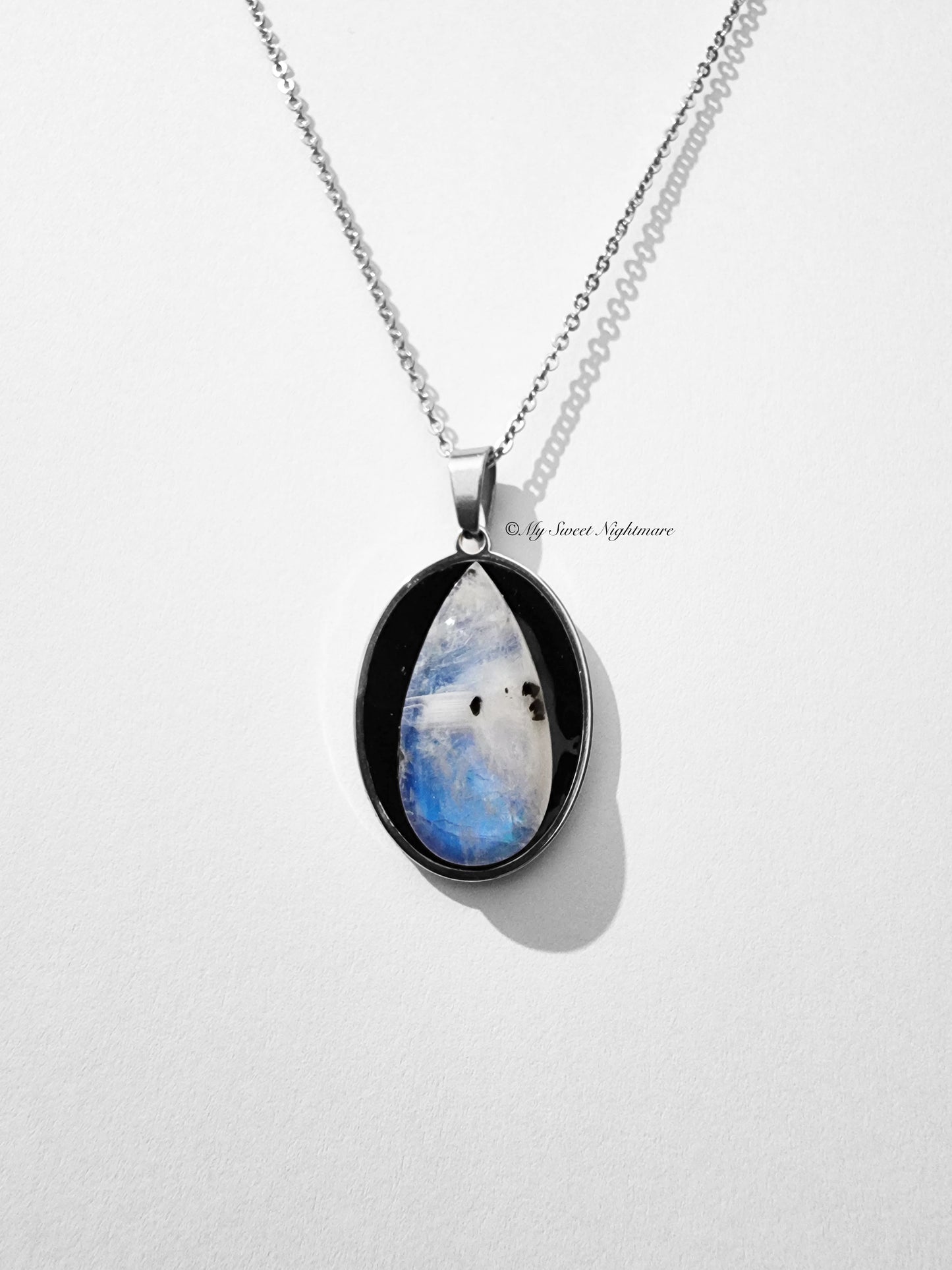 Necklace with White Labradorite