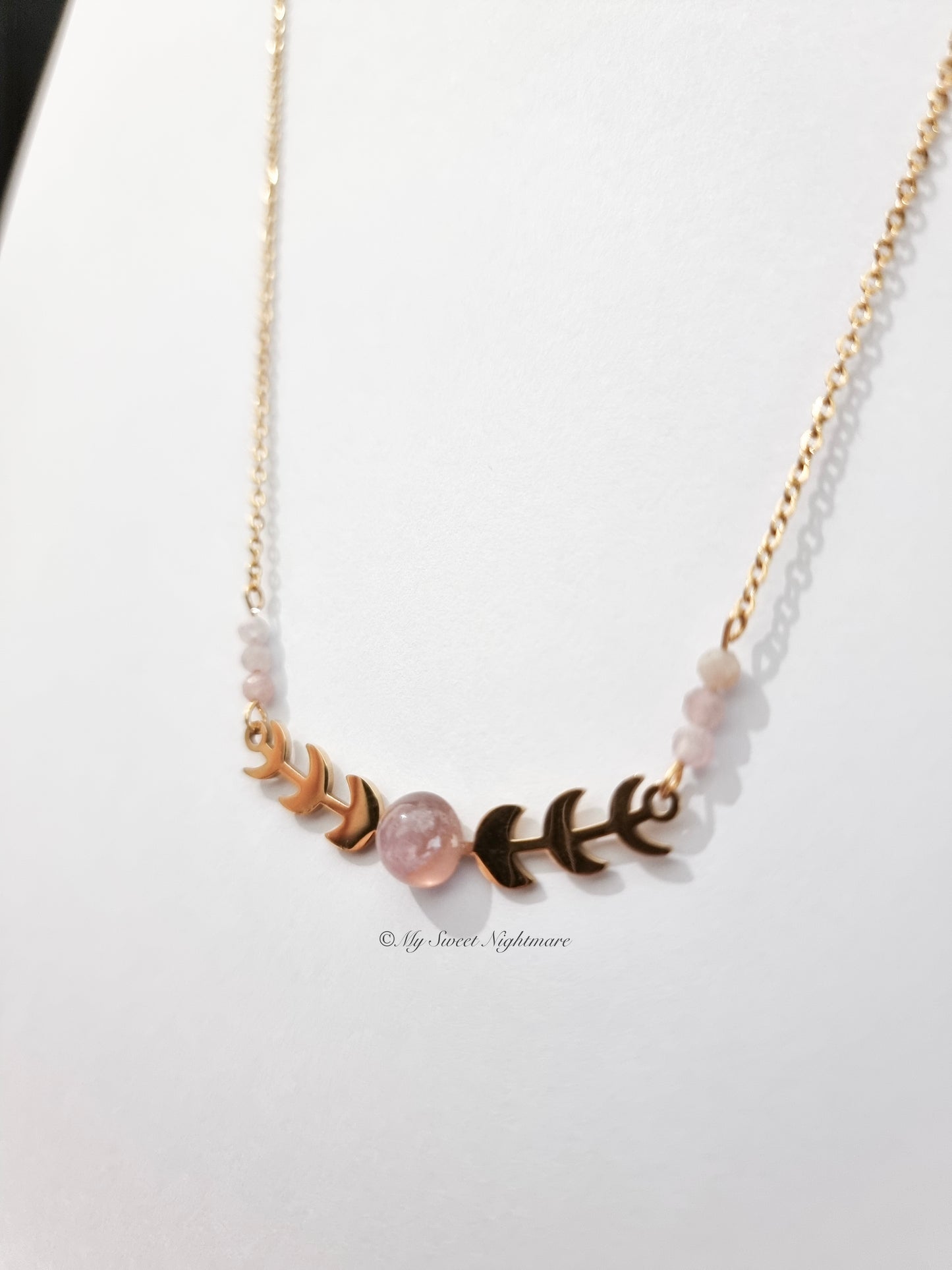 Moon Phases in Gold Steel with Amethyst and Pink Tourmaline