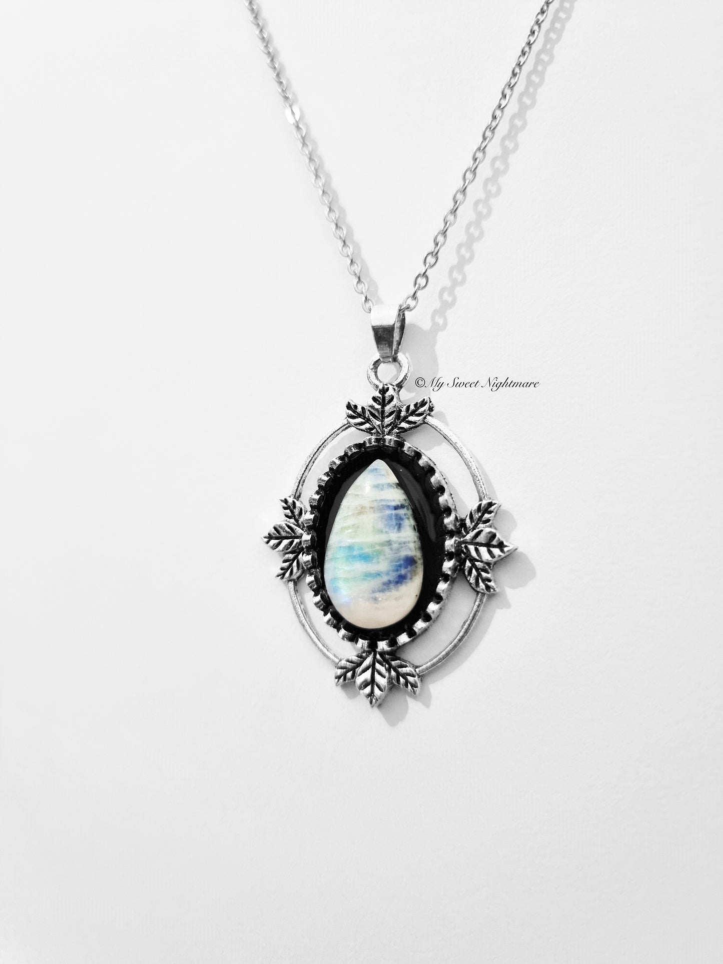 Necklace with White Labradorite