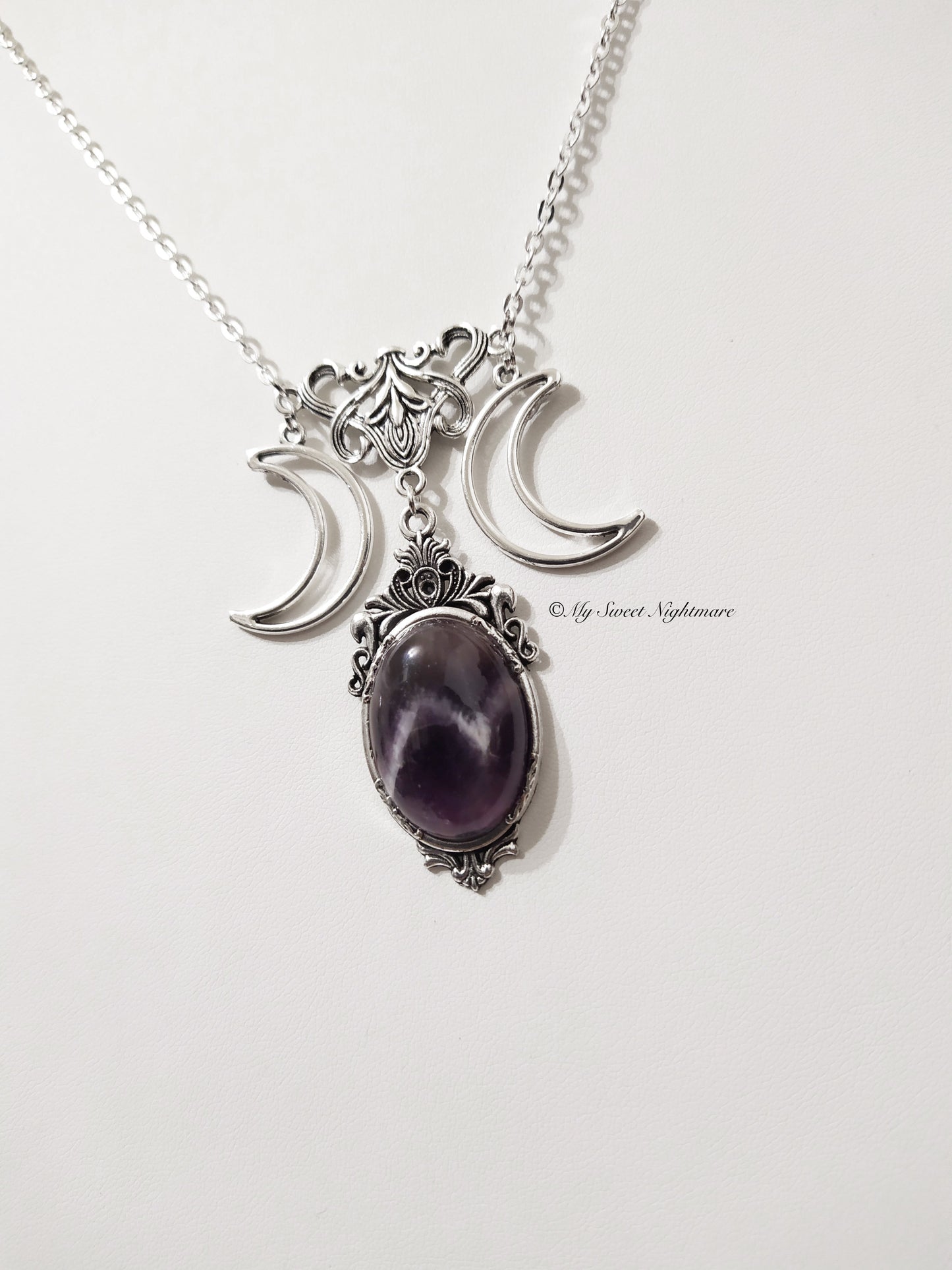 Amethyst Triple Moon Necklace