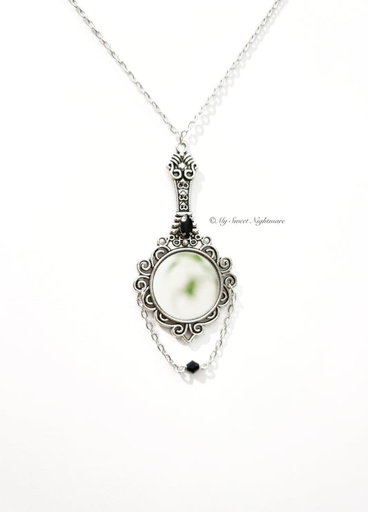 Collana con specchio e cristalli neri