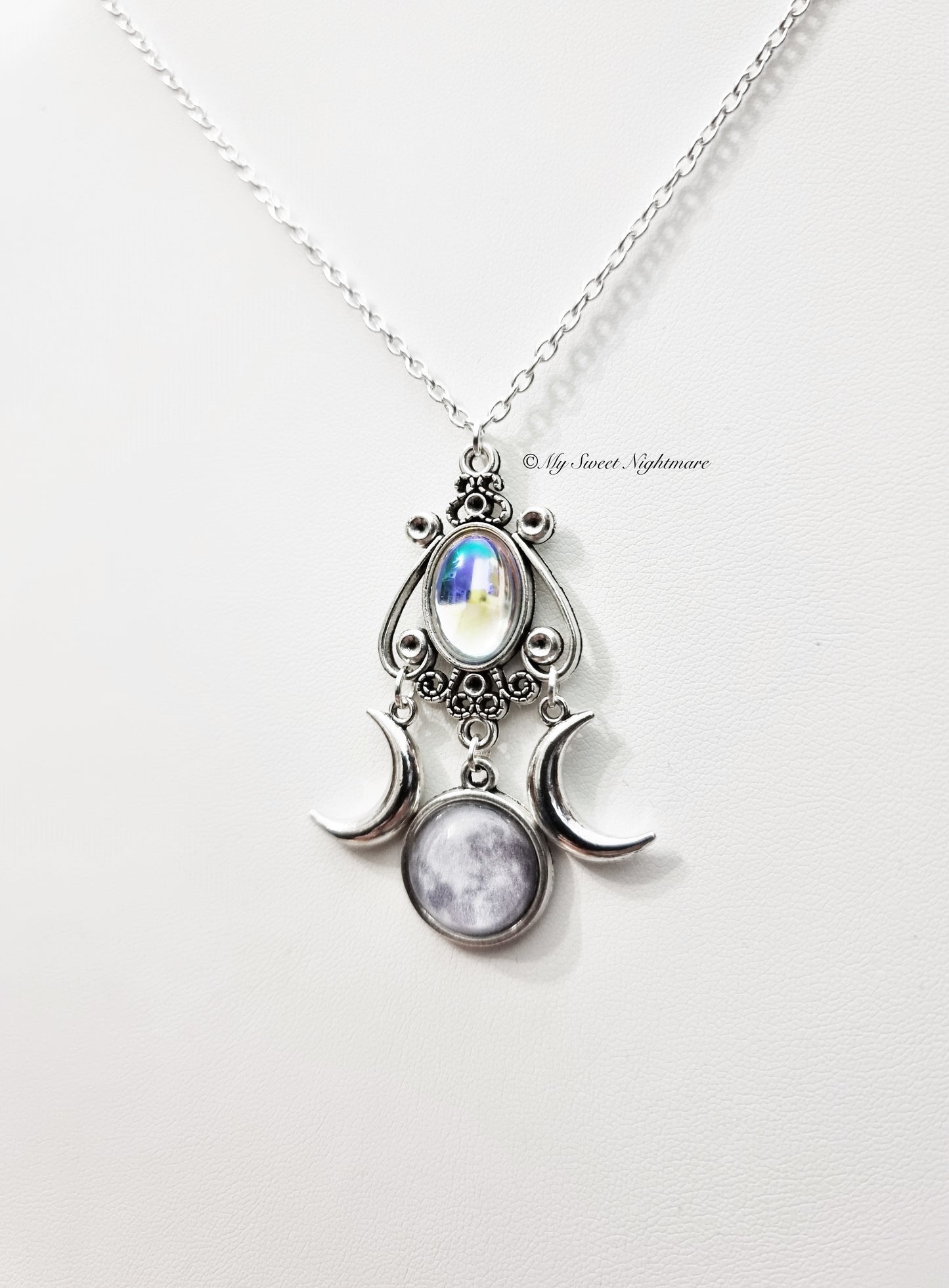 Collana con triplice luna rainbow