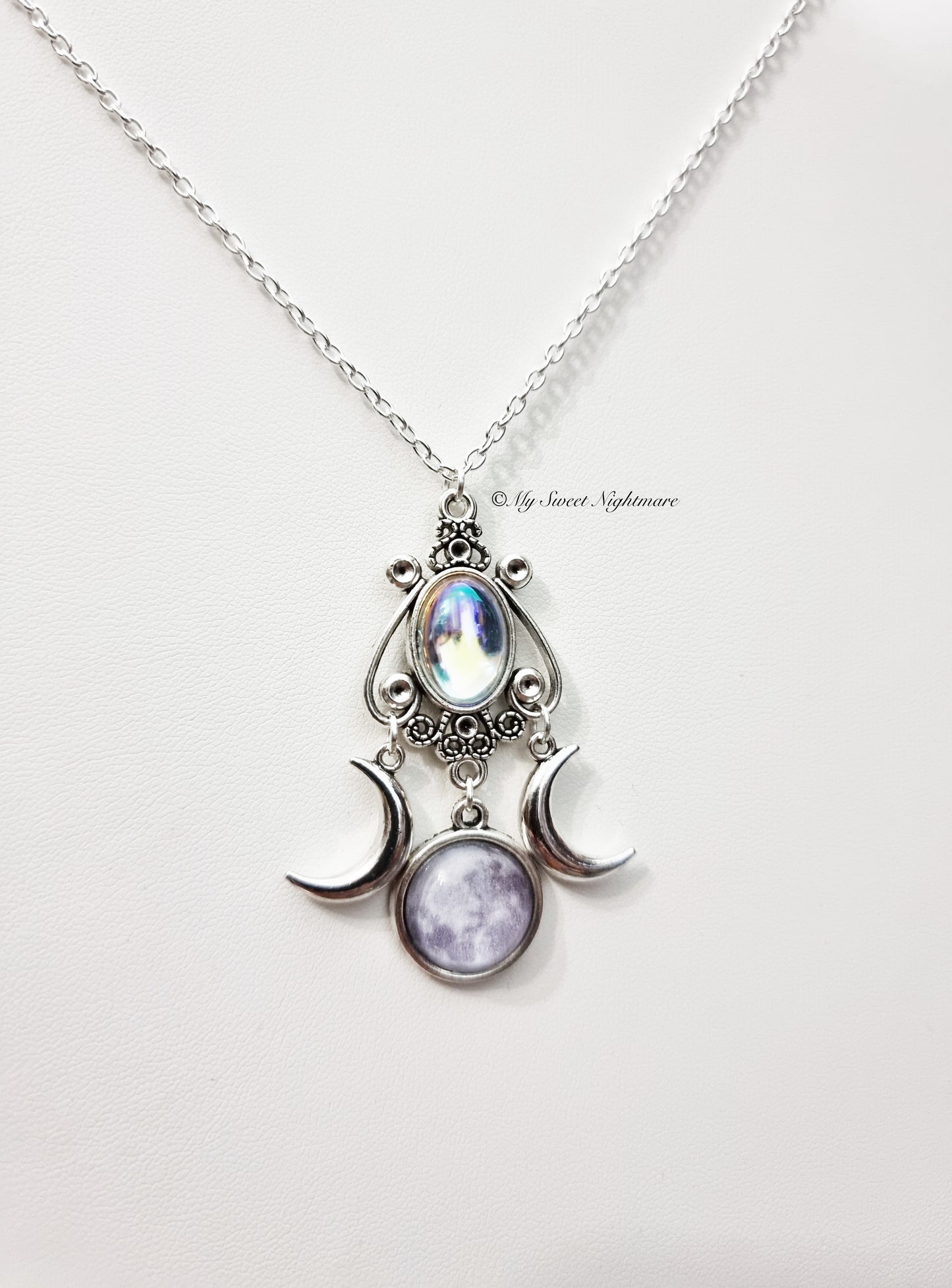 Collana con triplice luna rainbow