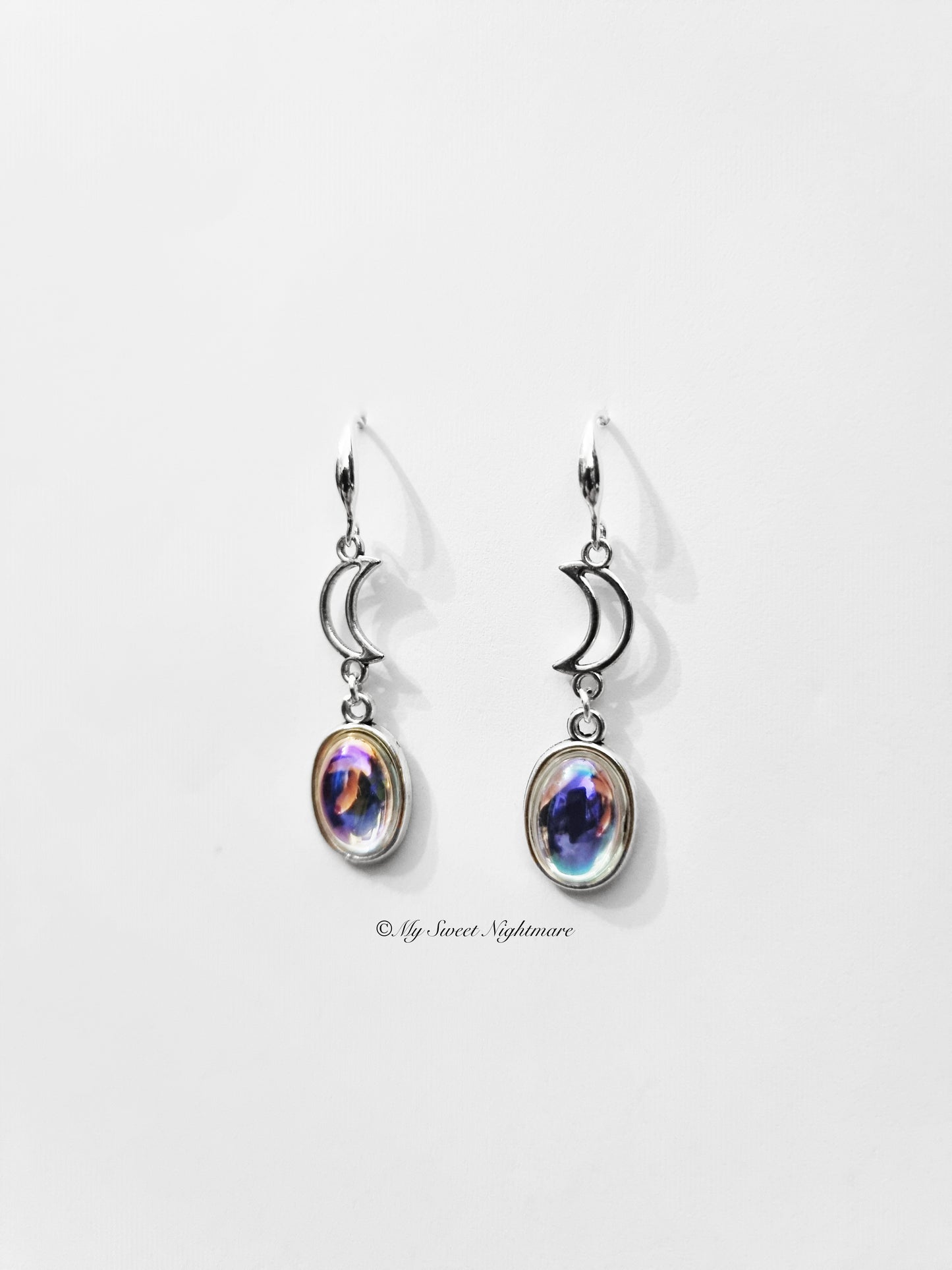 Rainbow Earrings with Hanging Moons