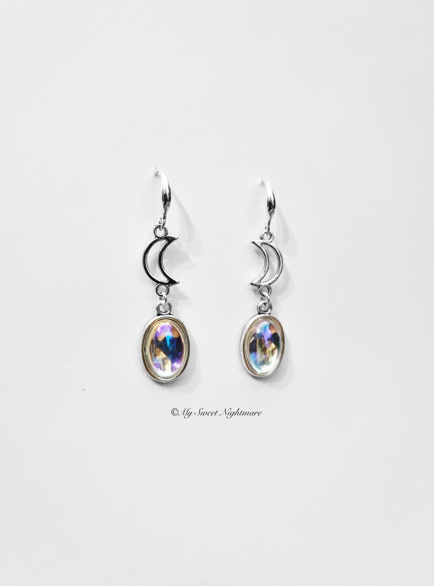 Rainbow Earrings with Hanging Moons
