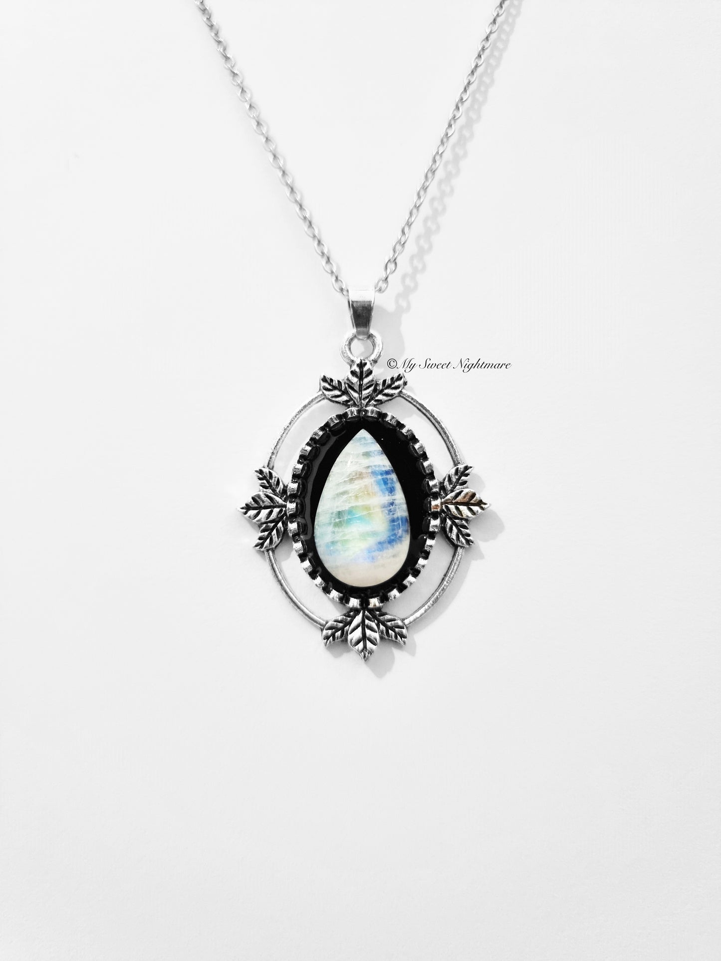 Necklace with White Labradorite