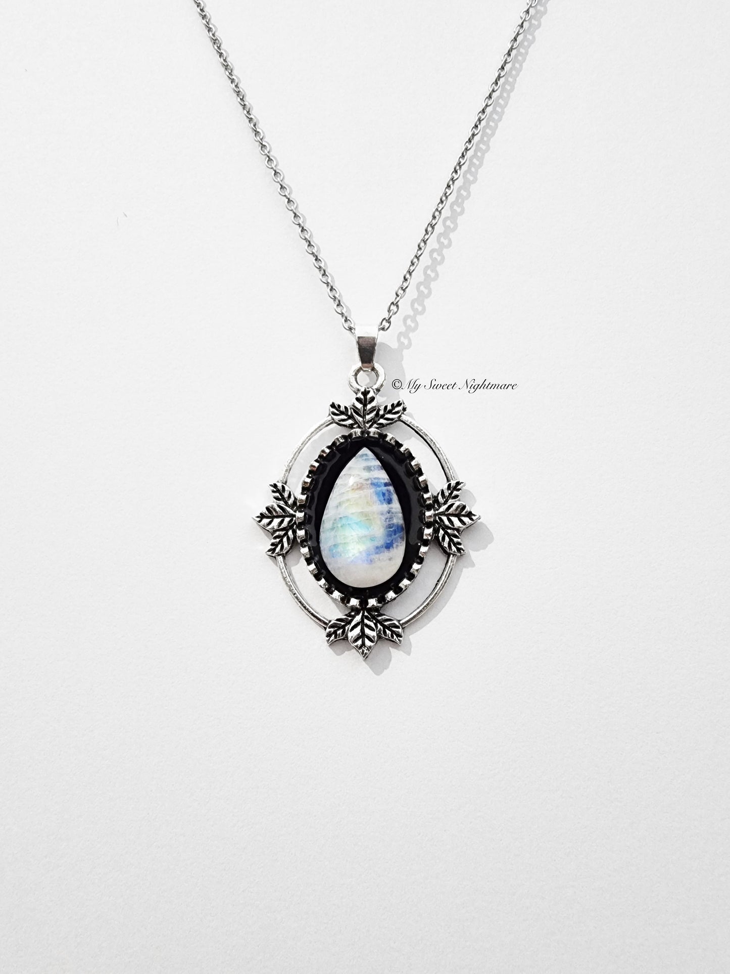 Necklace with White Labradorite