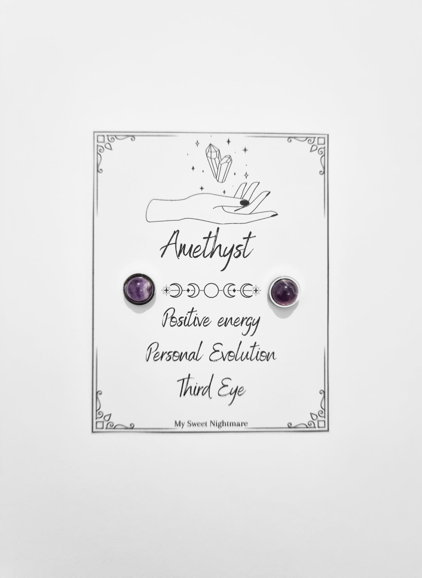 Earrings with natural crystals and stainless steel