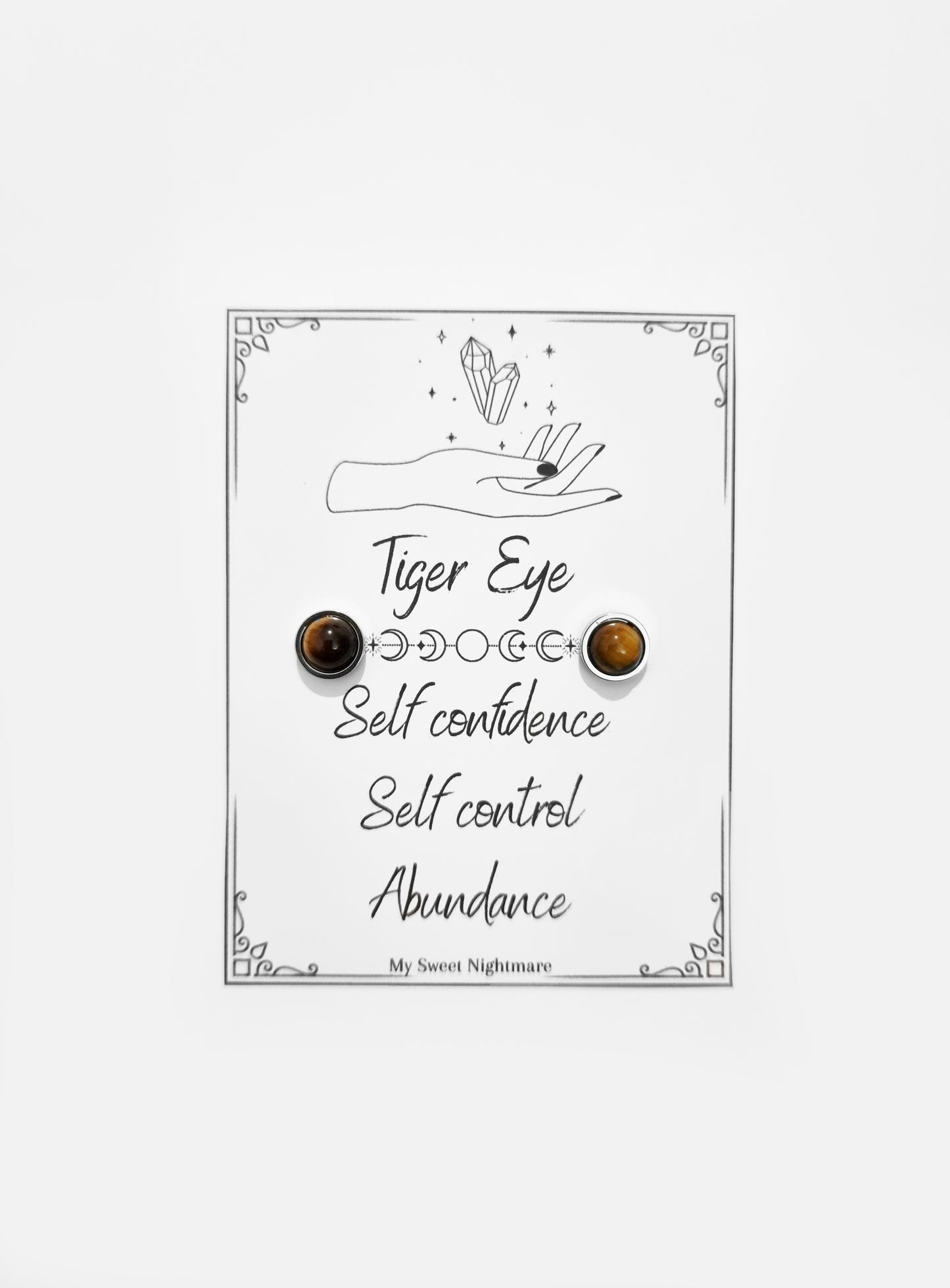 Earrings with natural crystals and stainless steel