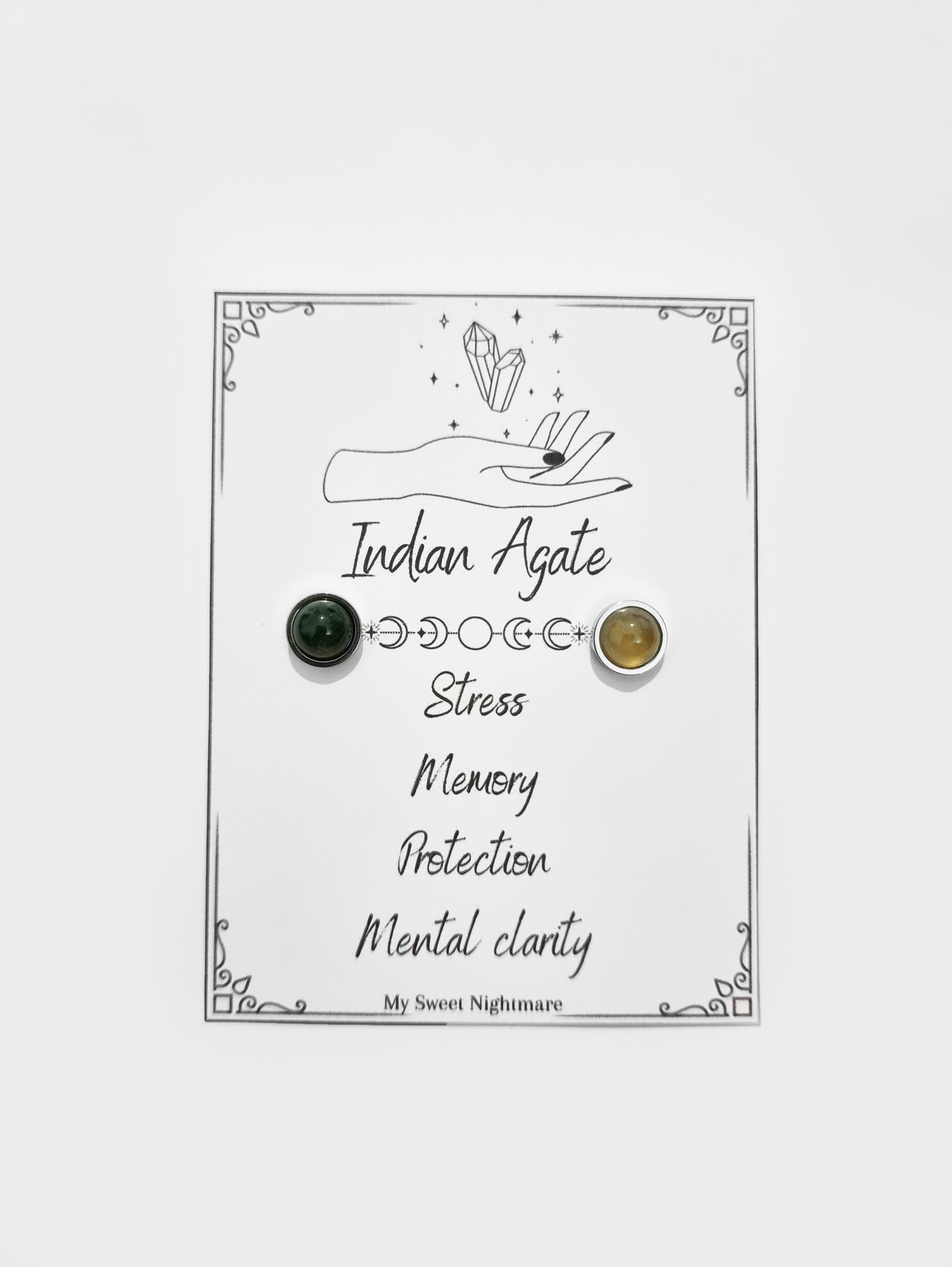 Earrings with natural crystals and stainless steel