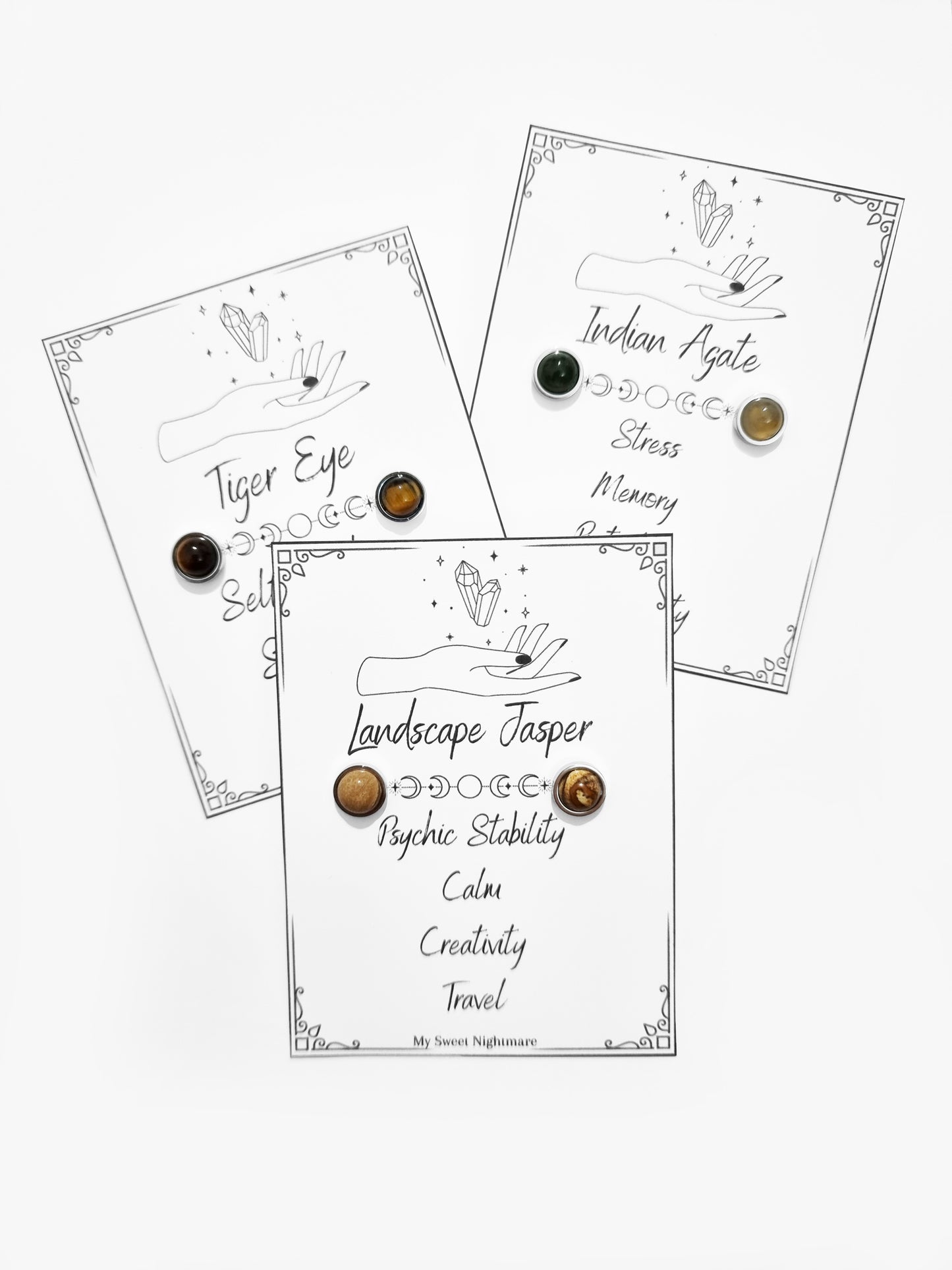 Earrings with natural crystals and stainless steel