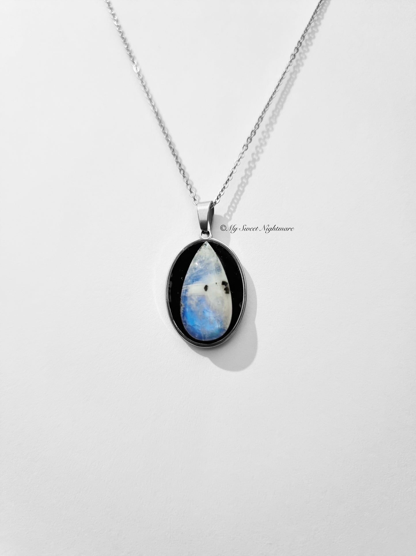 Necklace with White Labradorite