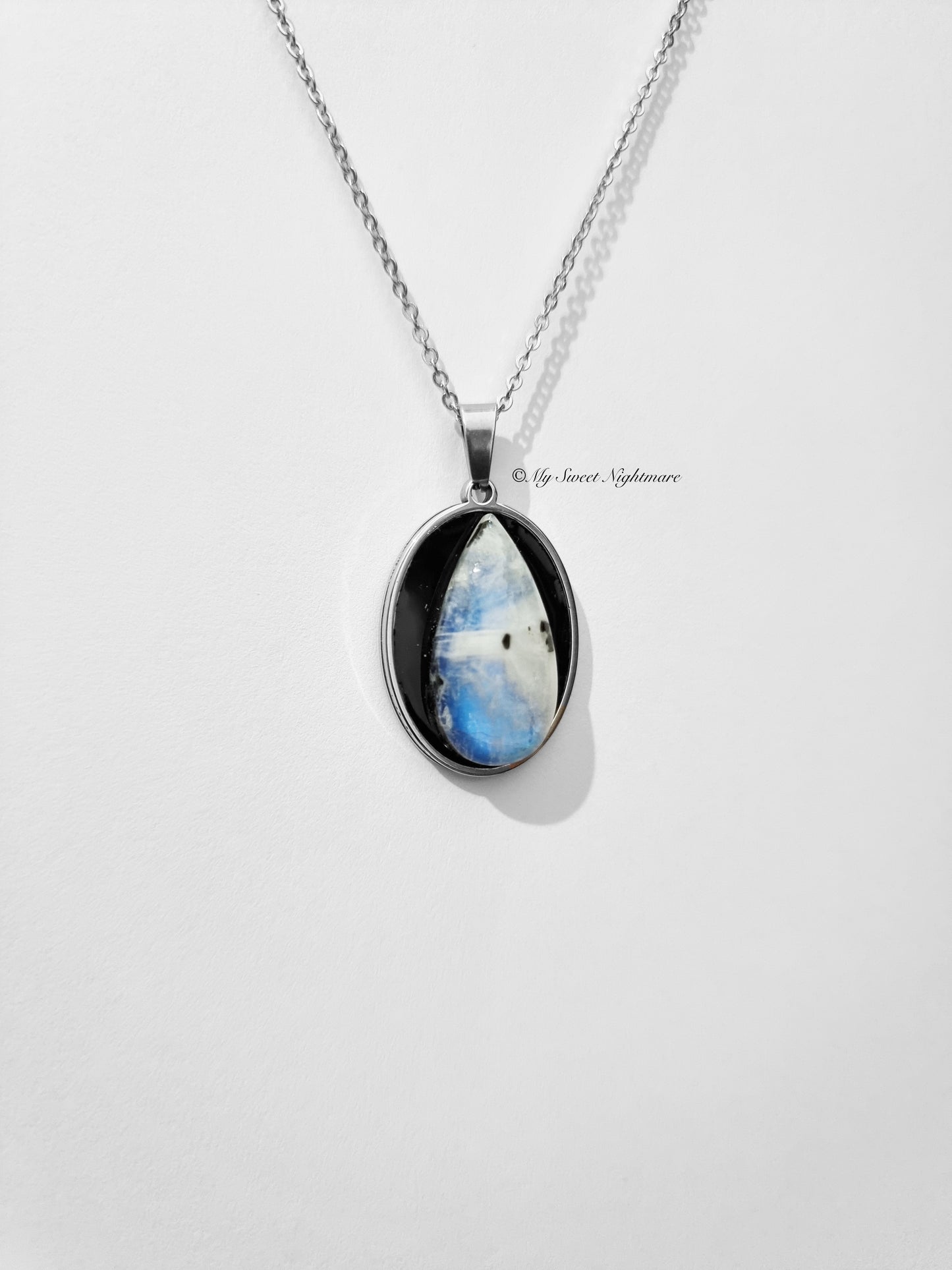 Necklace with White Labradorite