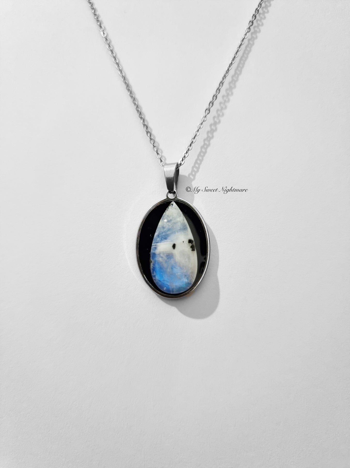 Necklace with White Labradorite