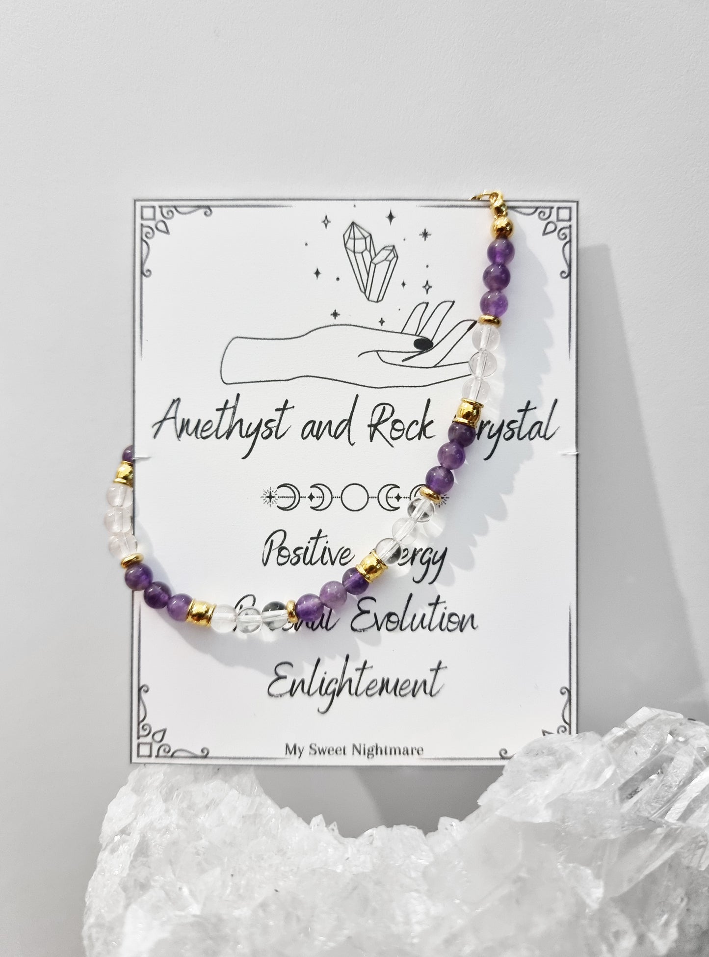 Bracelet with Amethyst and Rock Crystal (Hyalin Quartz)