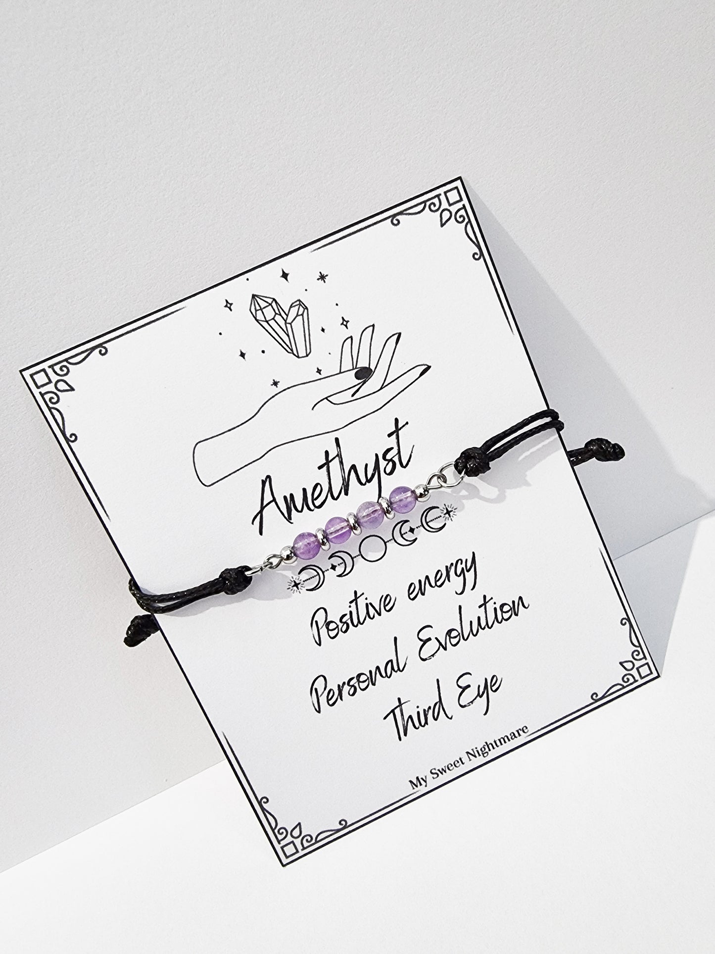 Adjustable bracelet in Natural Amethyst