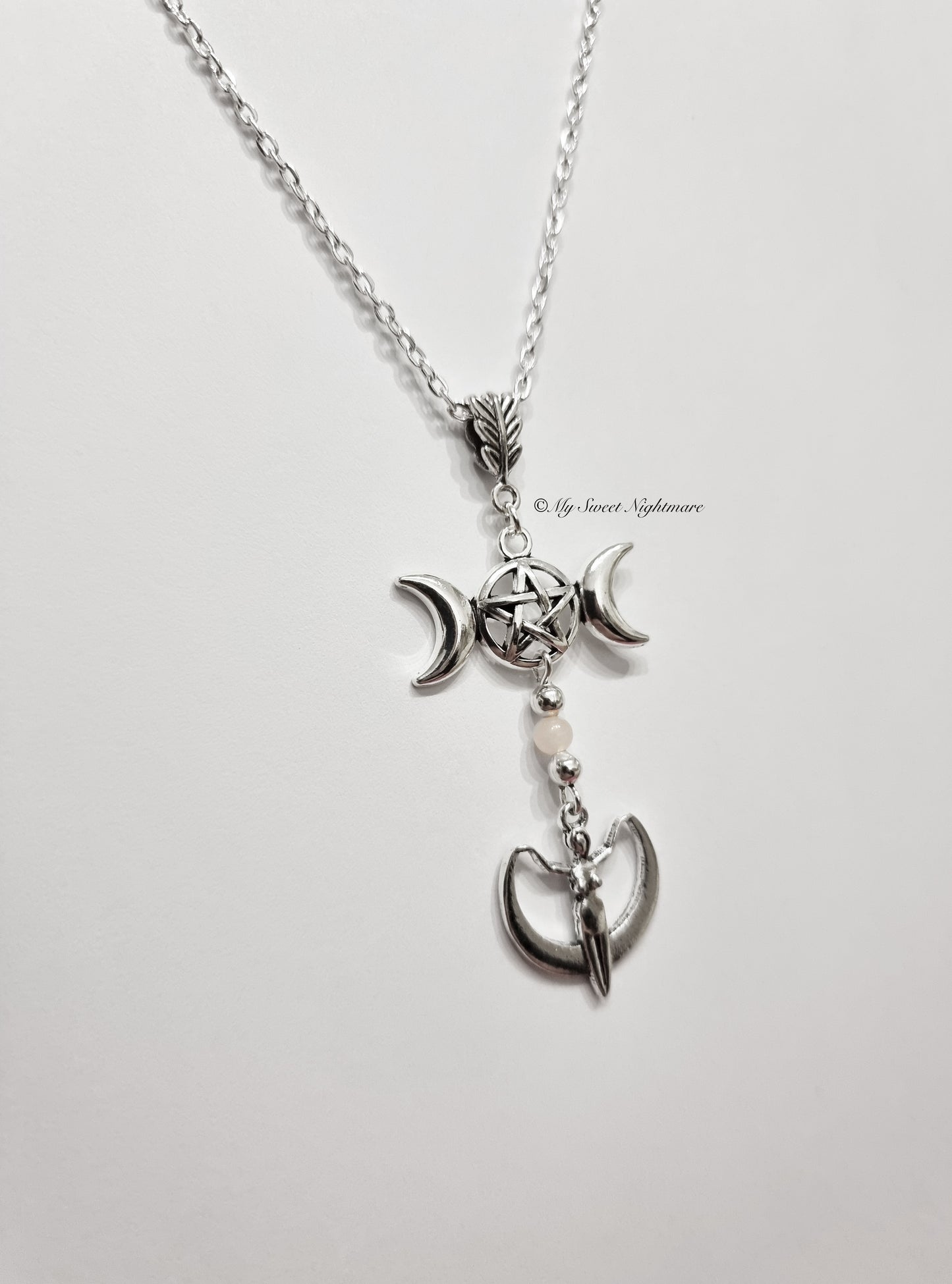 Collana con Triplice Dea e Quarzo Rosa