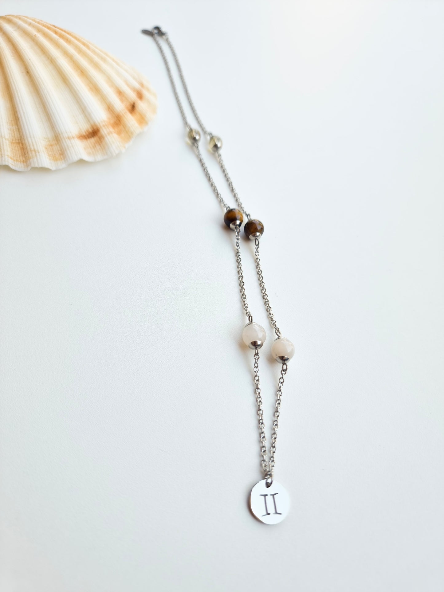 Libra, Aquarius, Gemini - Air Element - Crystal Zodiac Steel Necklace