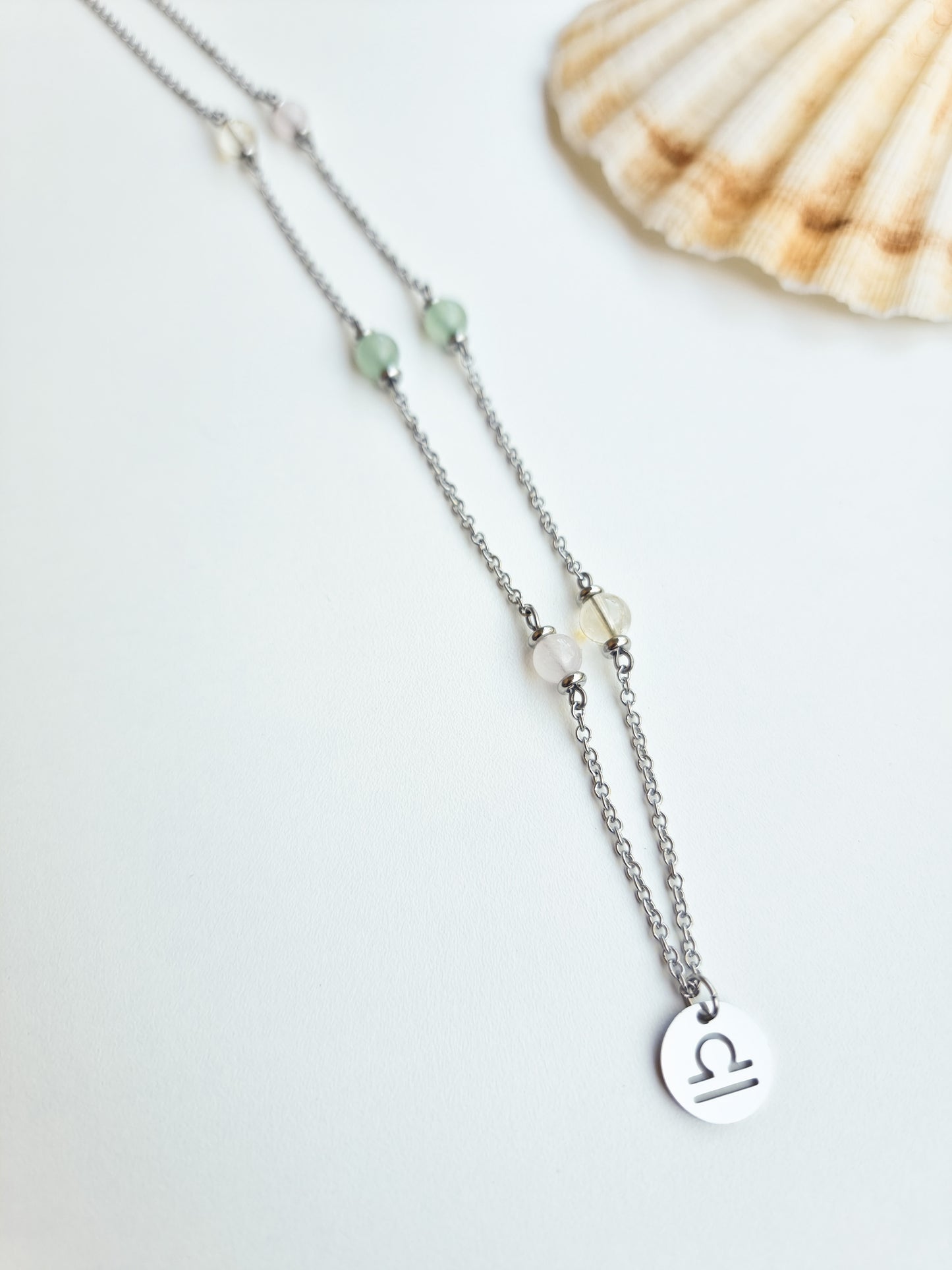 Libra, Aquarius, Gemini - Air Element - Crystal Zodiac Steel Necklace
