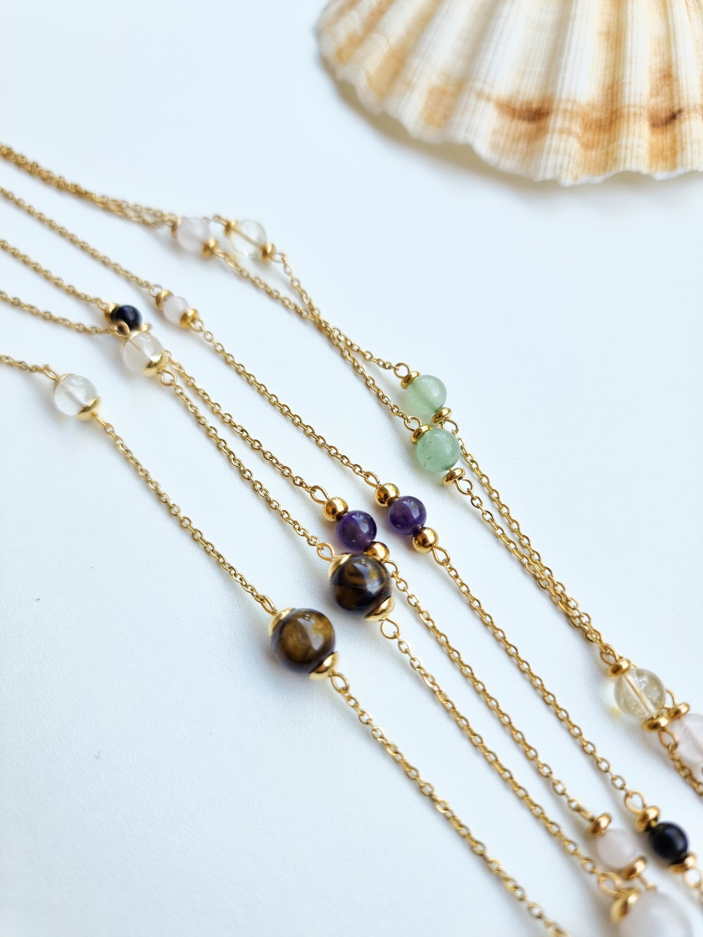 Libra, Aquarius, Gemini - Air Element - Crystal Zodiac Necklace Gold Steel