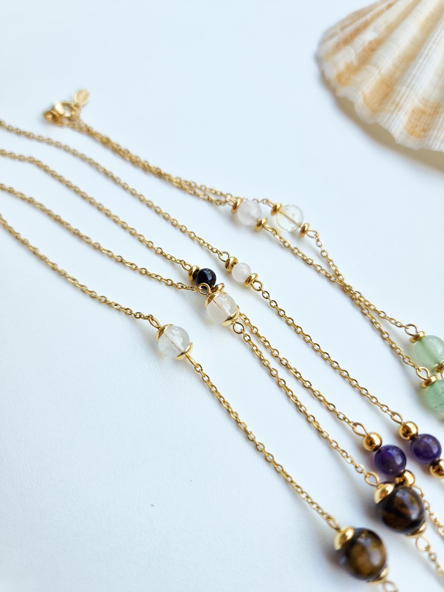 Libra, Aquarius, Gemini - Air Element - Crystal Zodiac Necklace Gold Steel