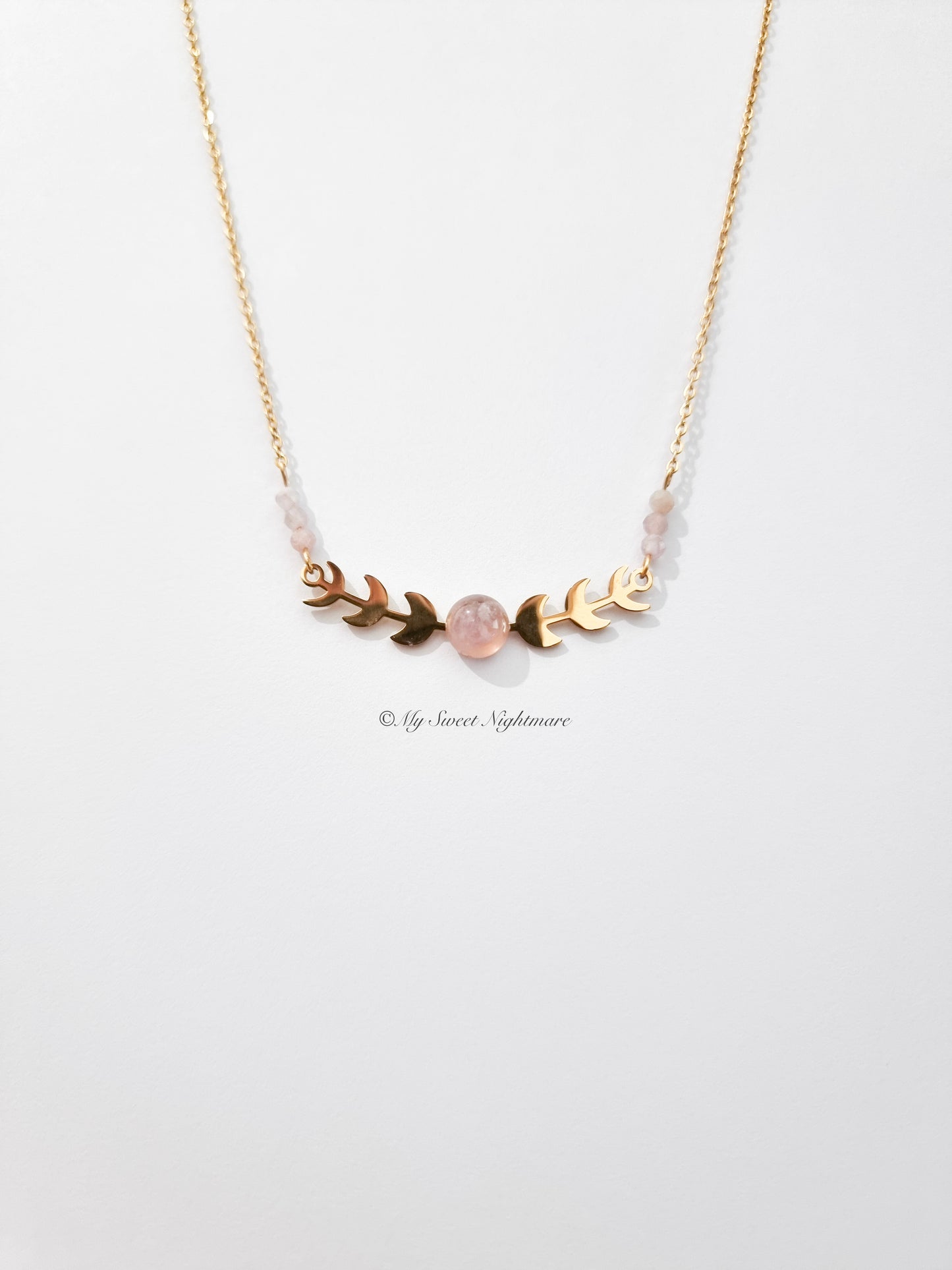 Moon Phases in Gold Steel with Amethyst and Pink Tourmaline