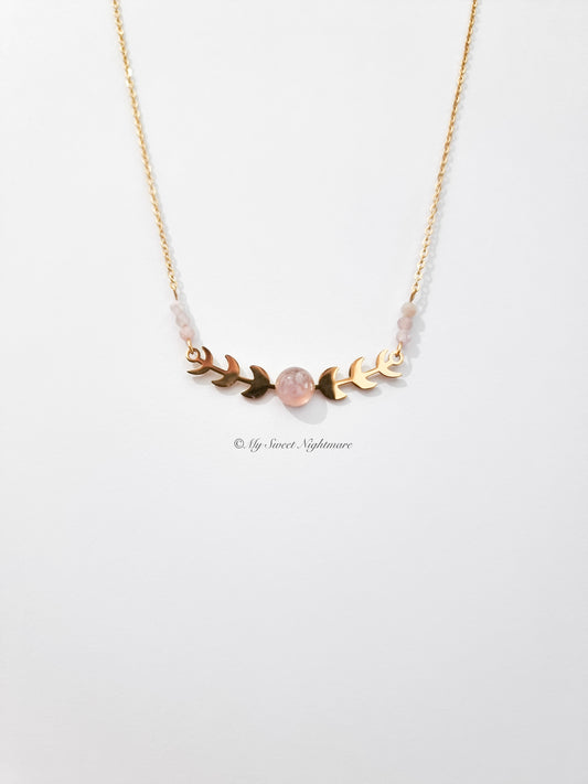 Moon Phases in Gold Steel with Amethyst and Pink Tourmaline