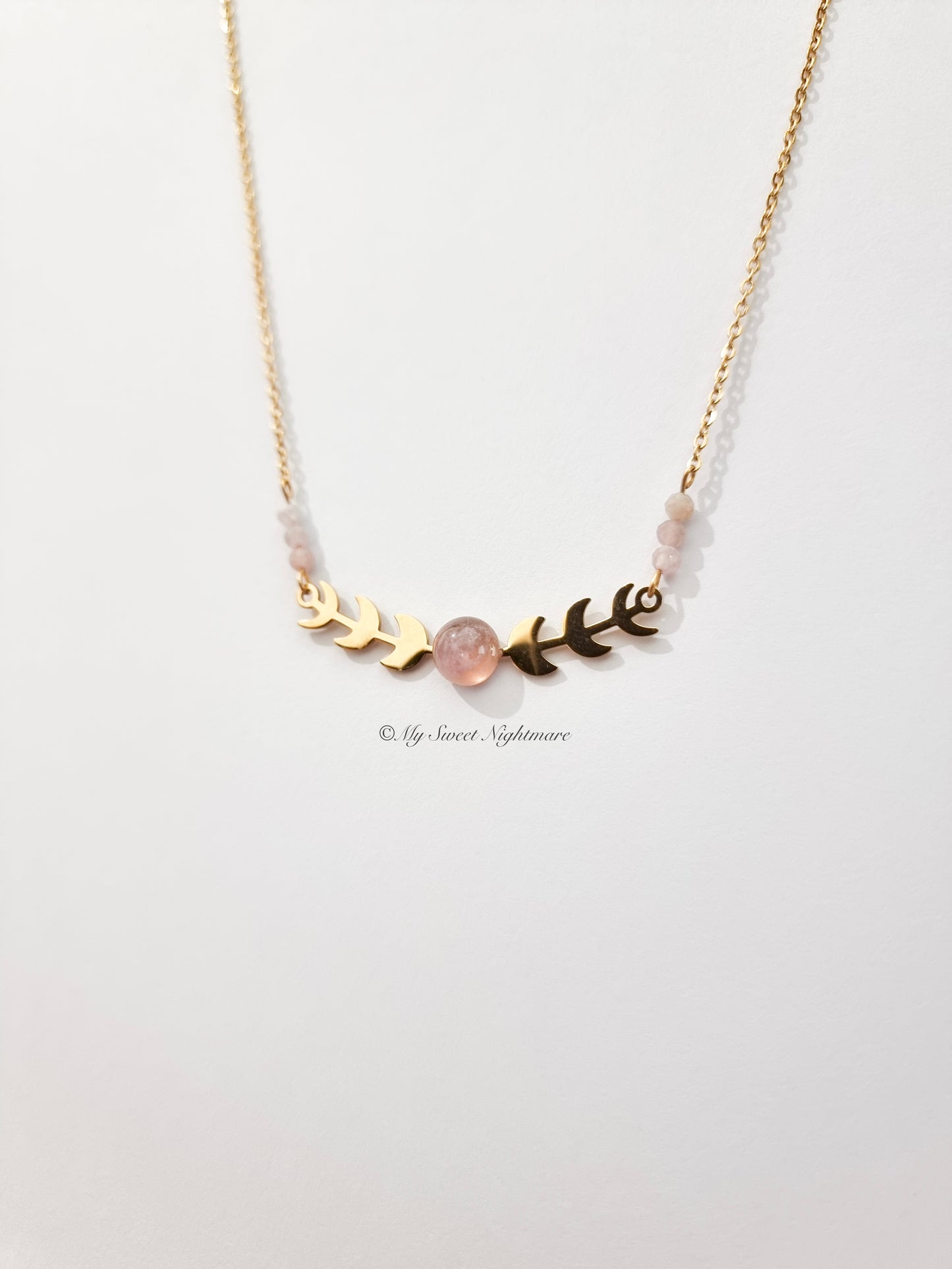 Moon Phases in Gold Steel with Amethyst and Pink Tourmaline