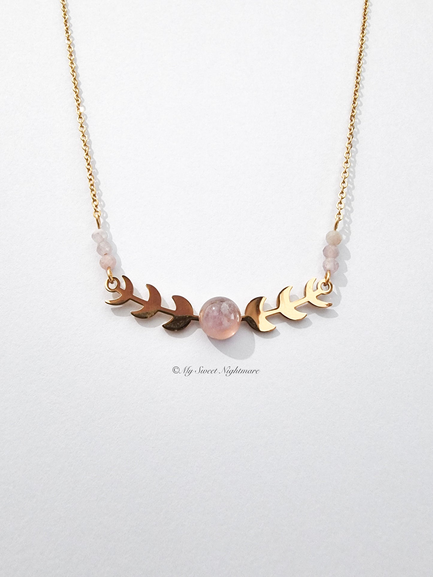 Moon Phases in Gold Steel with Amethyst and Pink Tourmaline