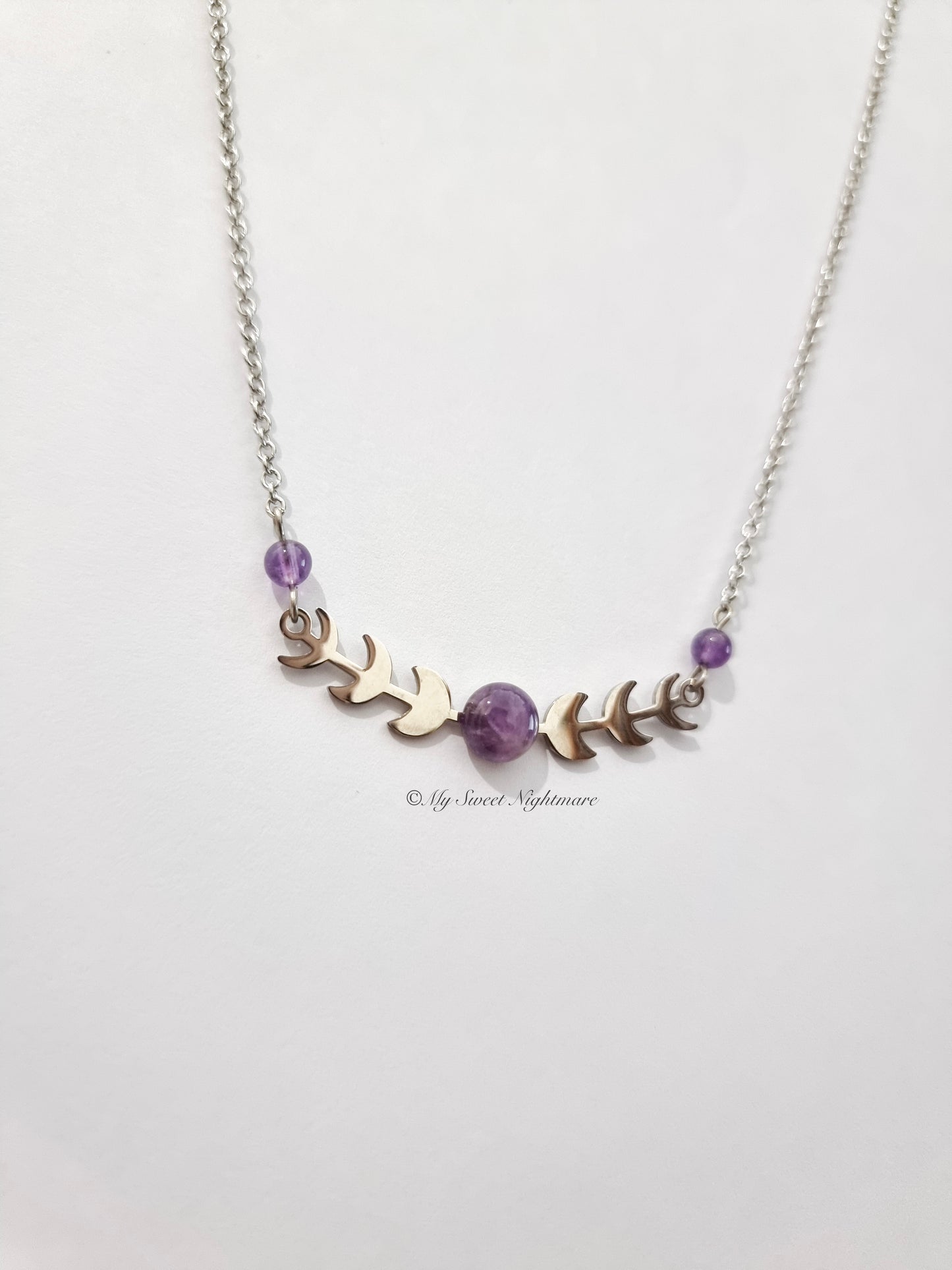 Moon Phases in Steel and Amethyst
