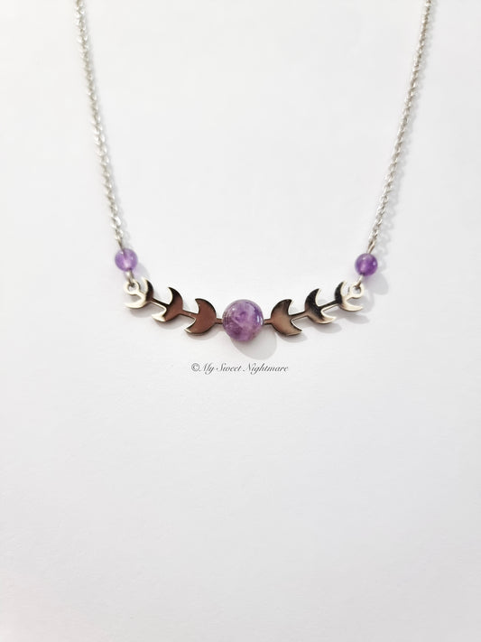 Moon Phases in Steel and Amethyst