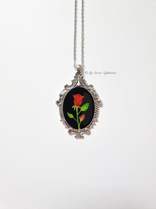 Cammeo gotico dipinto a mano con rose rosse