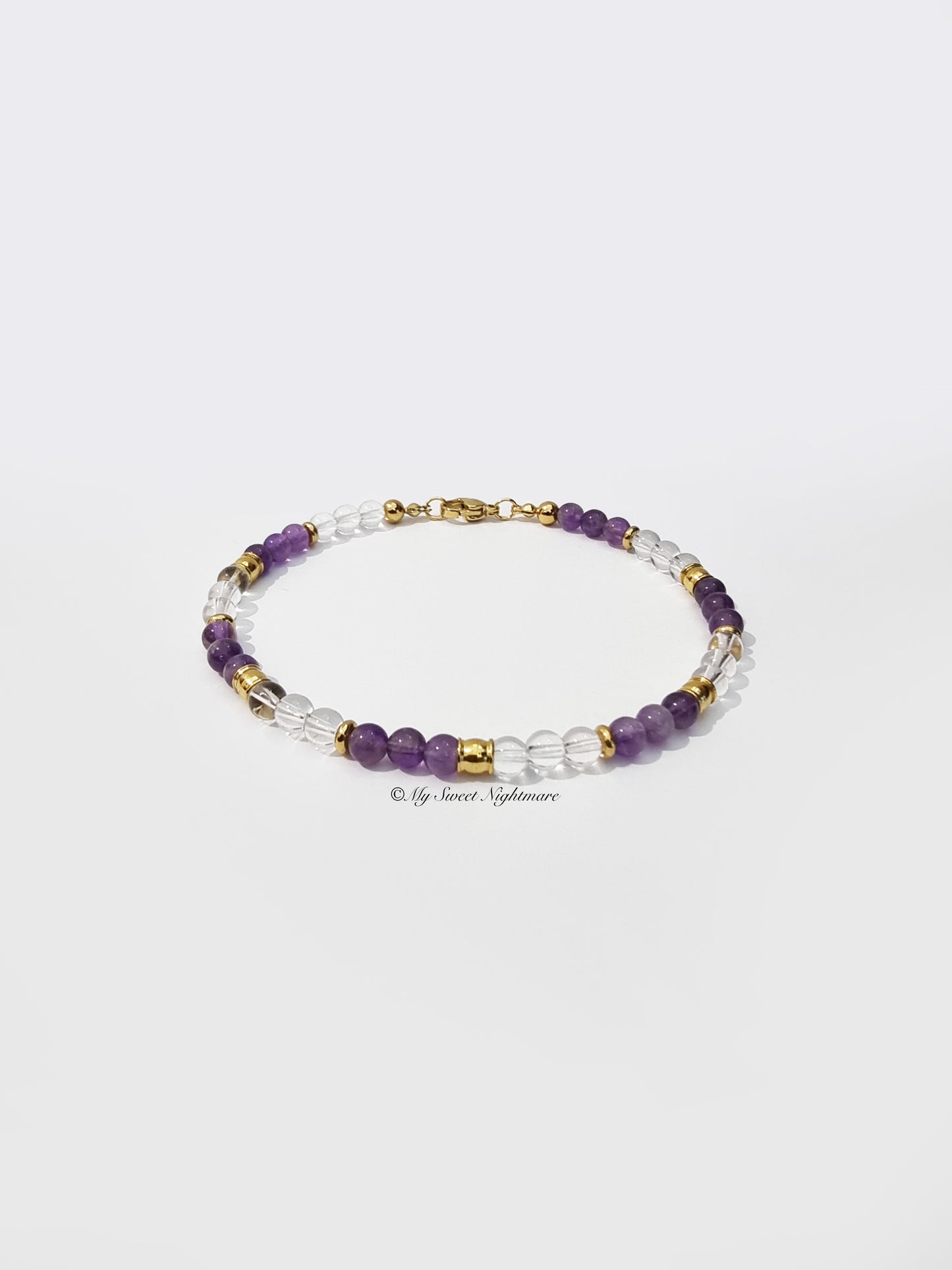 Bracelet with Amethyst and Rock Crystal (Hyalin Quartz)