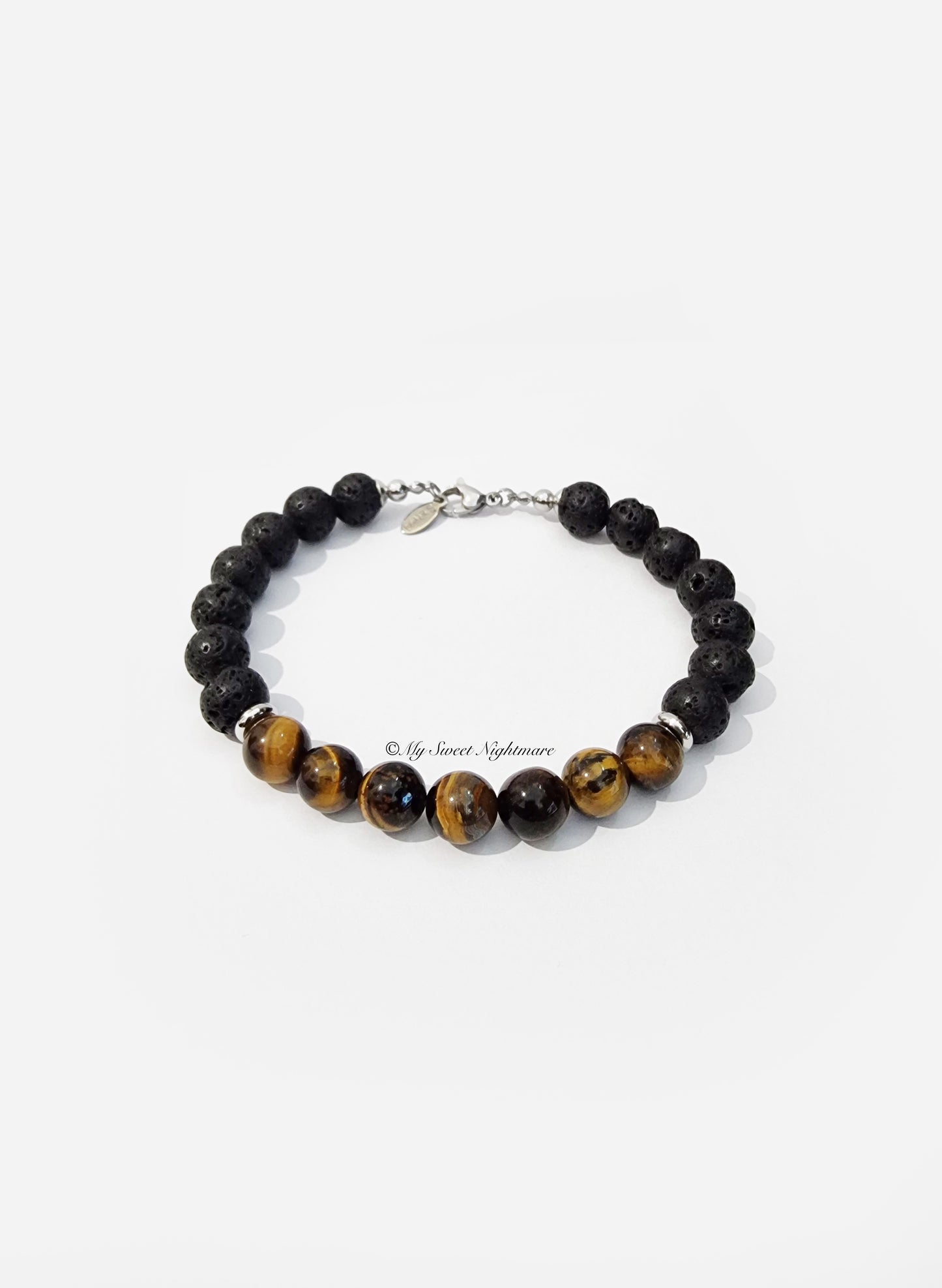 Bracelet with Tiger's Eye and Lava Stone