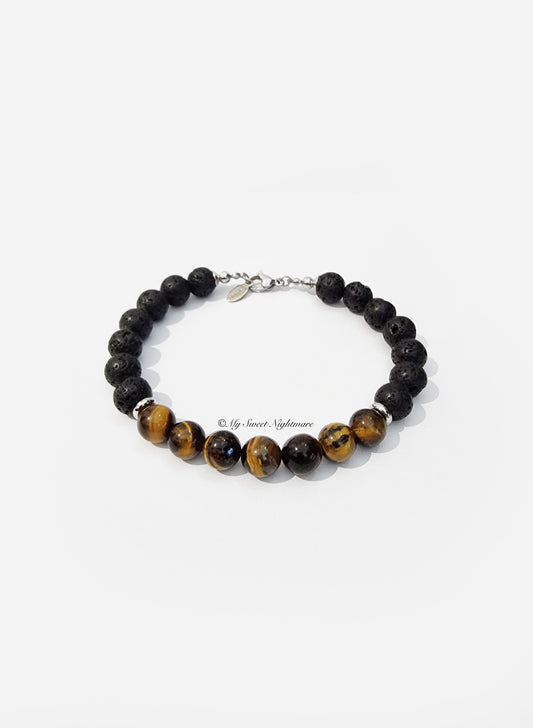 Bracelet with Tiger's Eye and Lava Stone