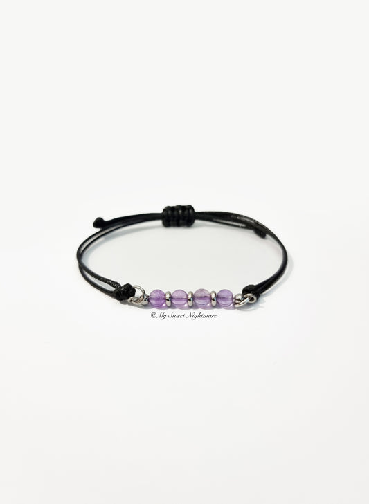 Adjustable bracelet in Natural Amethyst