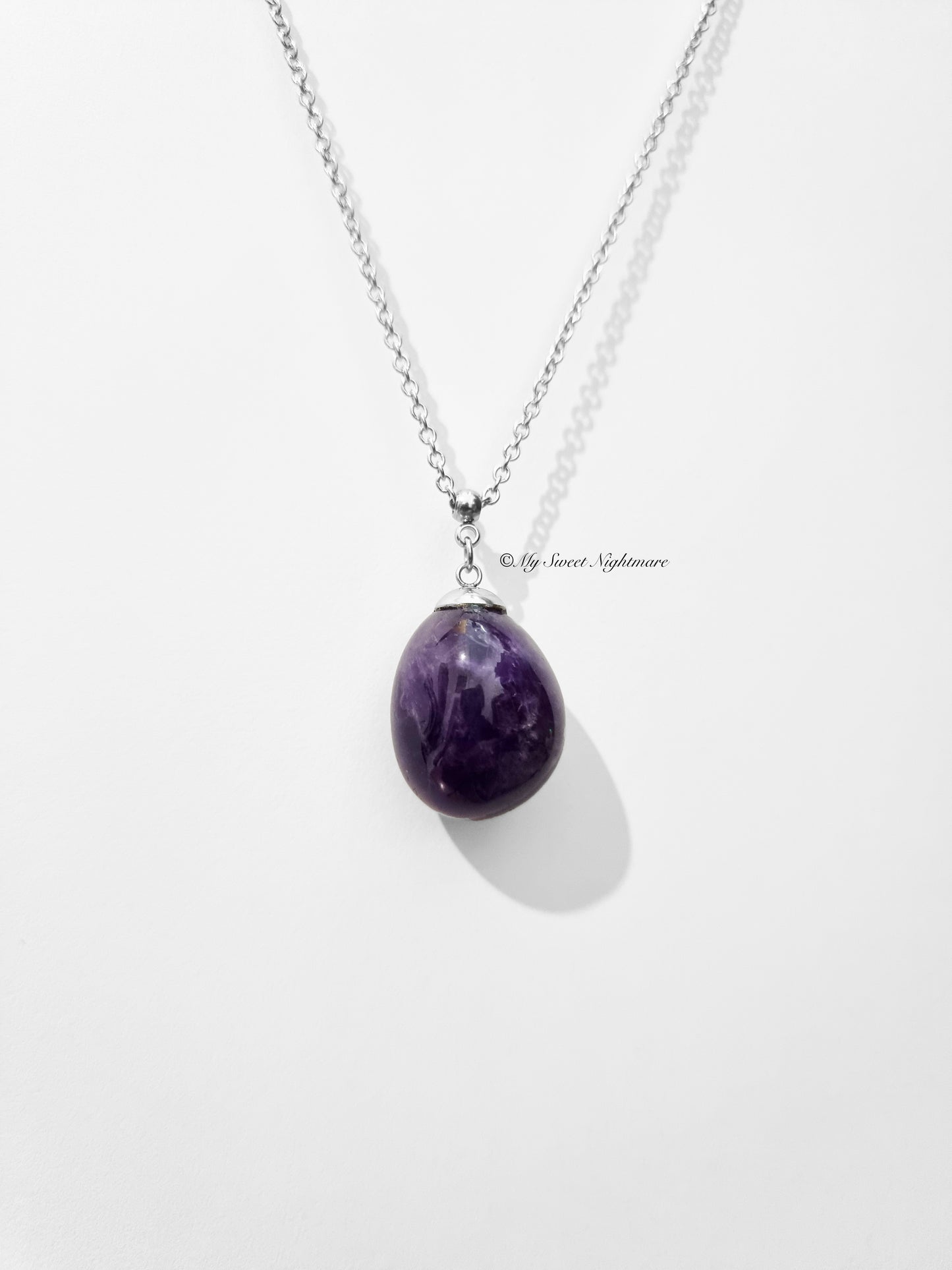 Pendant with natural tumbled Amethyst