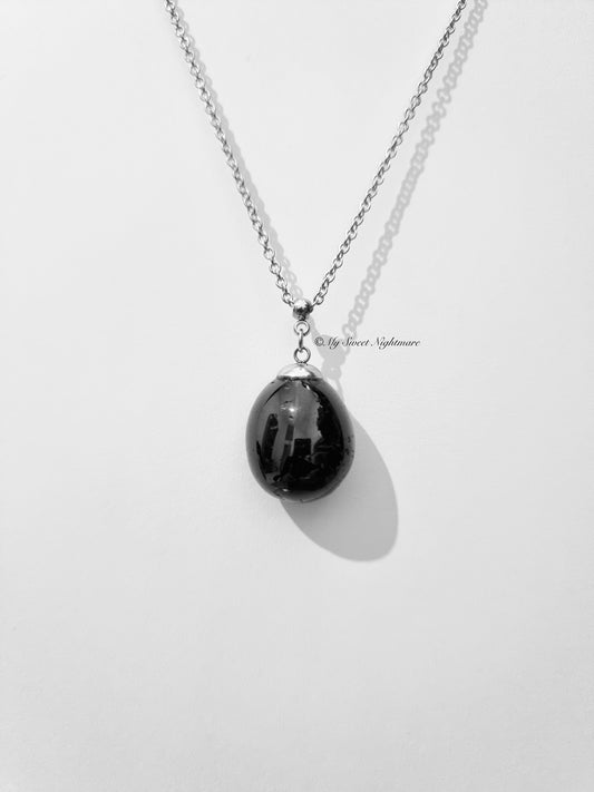 Pendant with tumbled natural Black Tourmaline
