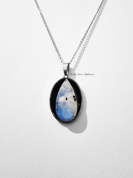 Necklace with White Labradorite