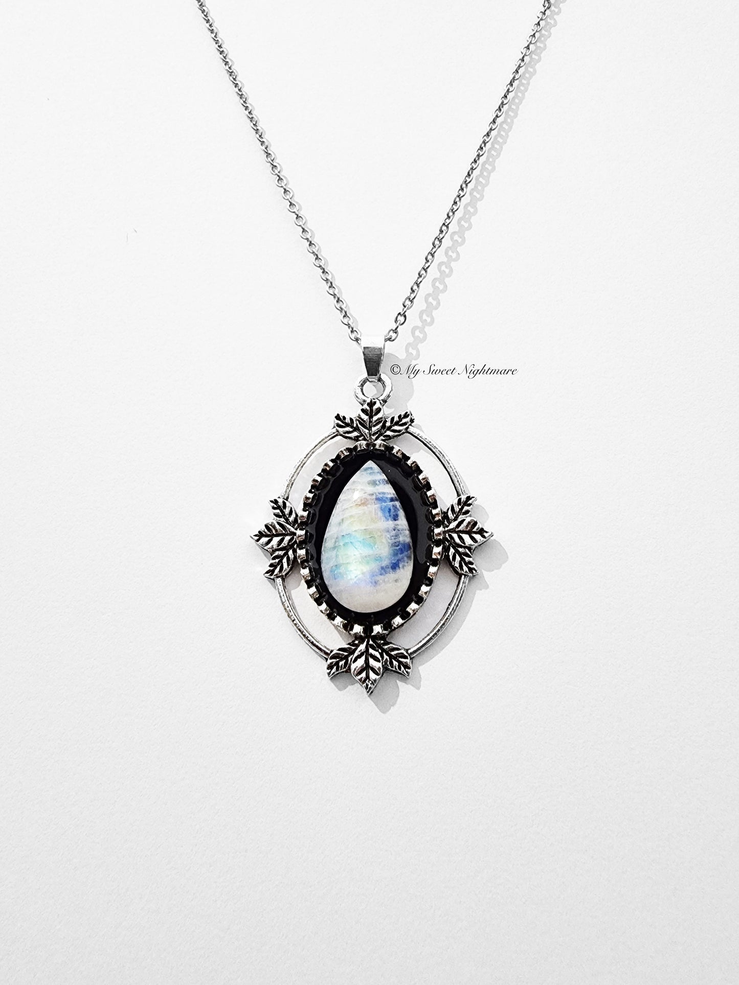 Necklace with White Labradorite