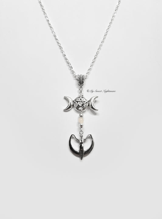 Collana con Triplice Dea e Quarzo Rosa