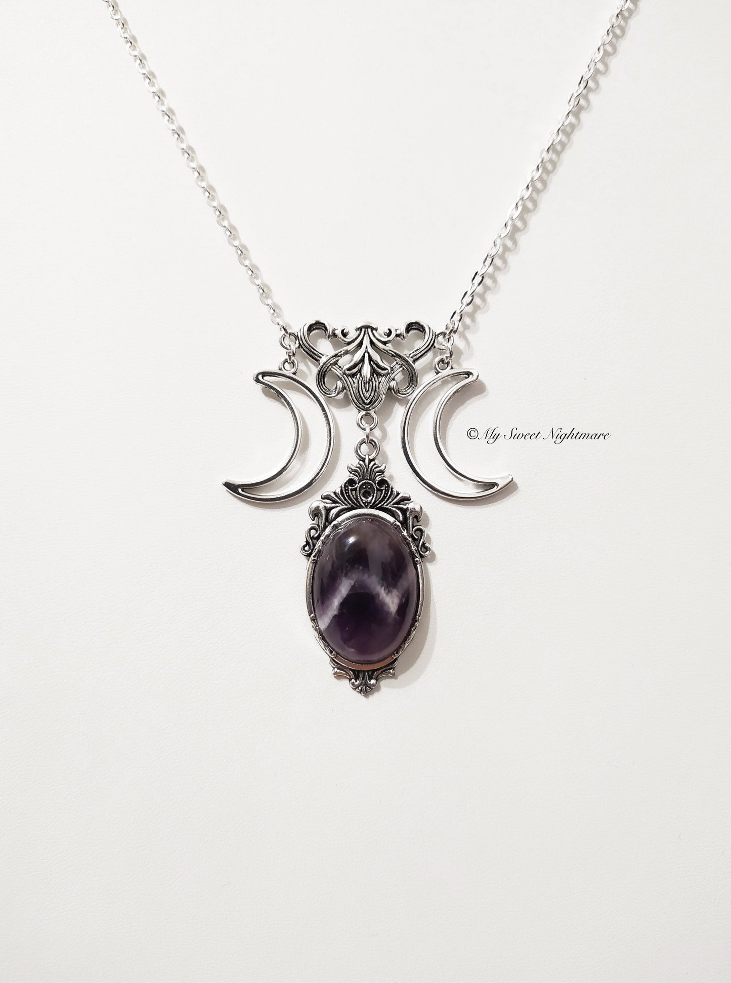 Amethyst Triple Moon Necklace