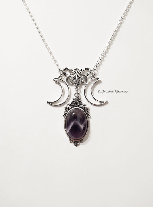 Collana con triplice luna in ametista