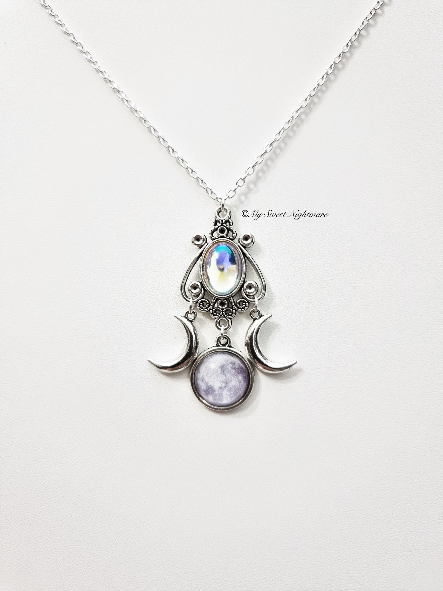 Collana con triplice luna rainbow