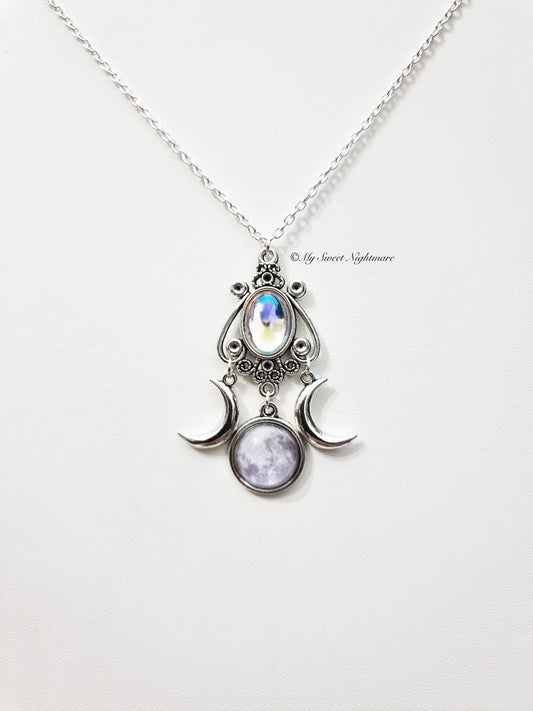 Collana con triplice luna rainbow
