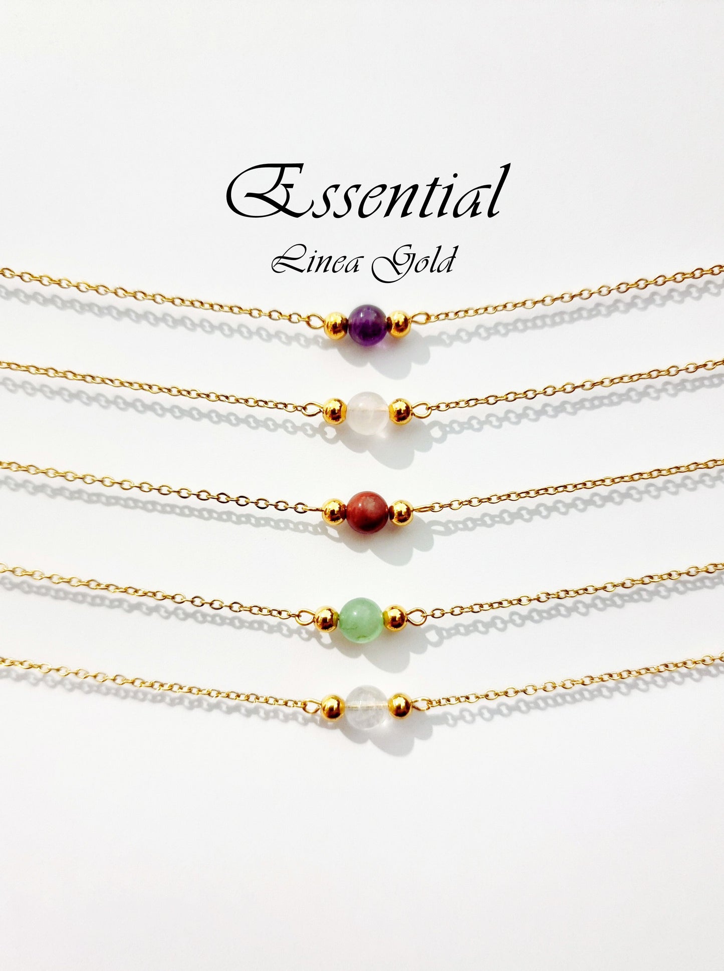 "Essential" collection stainless steel and natural stones - Gold Line