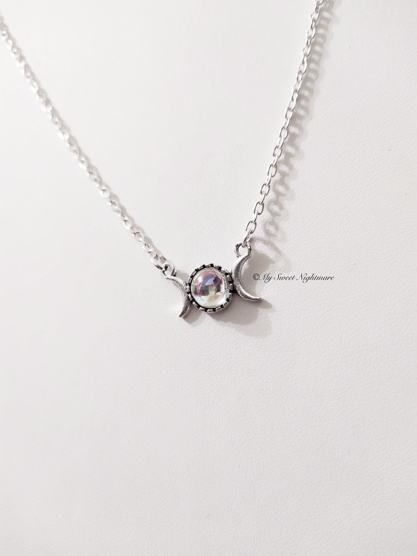 Minimal Rainbow Triple Moon Necklace