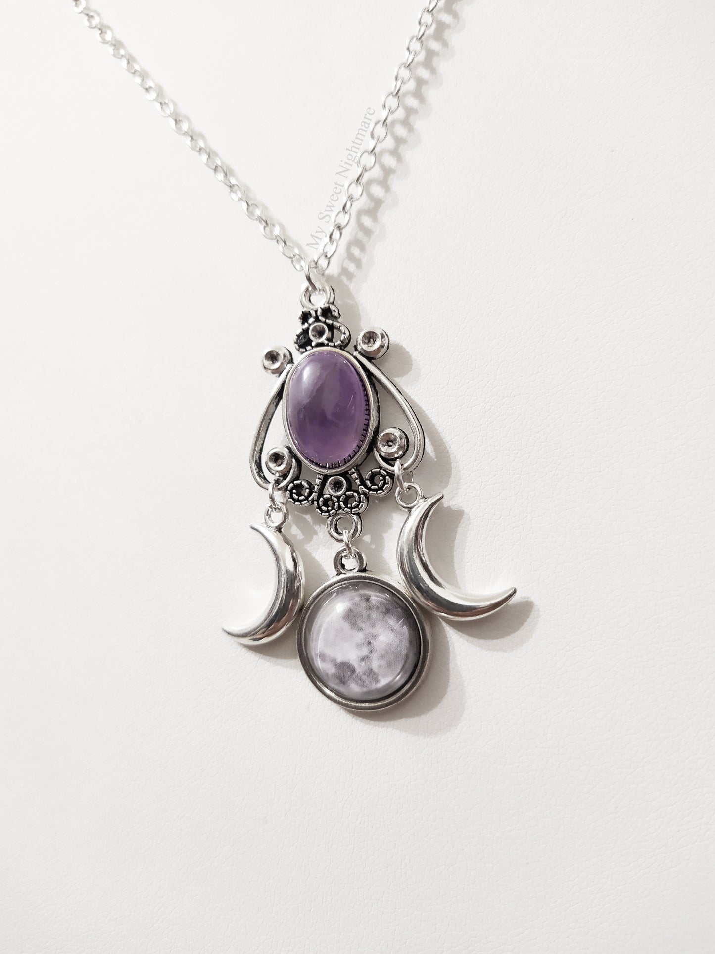Collana con triplice luna e ametista