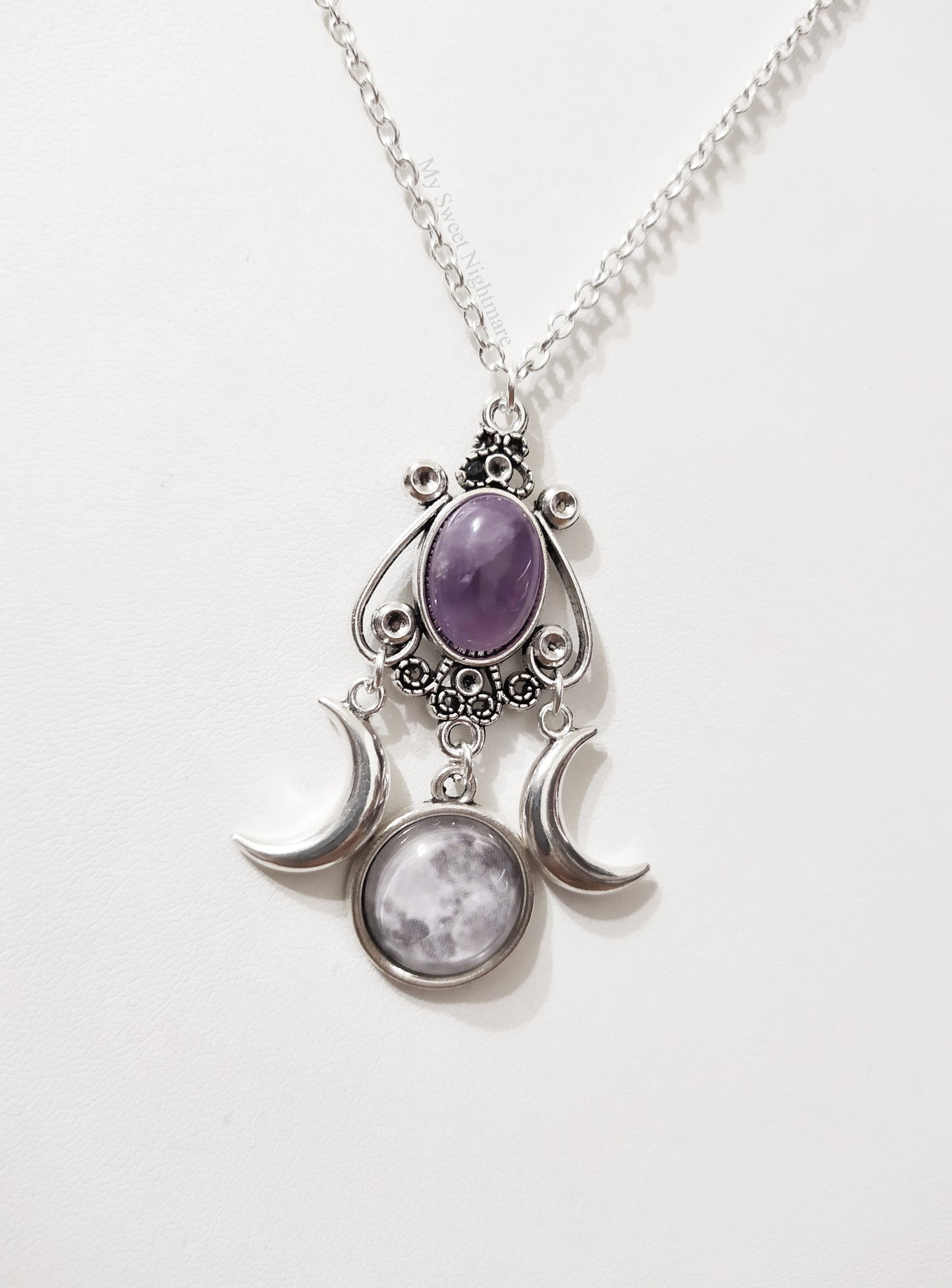 Collana con triplice luna e ametista